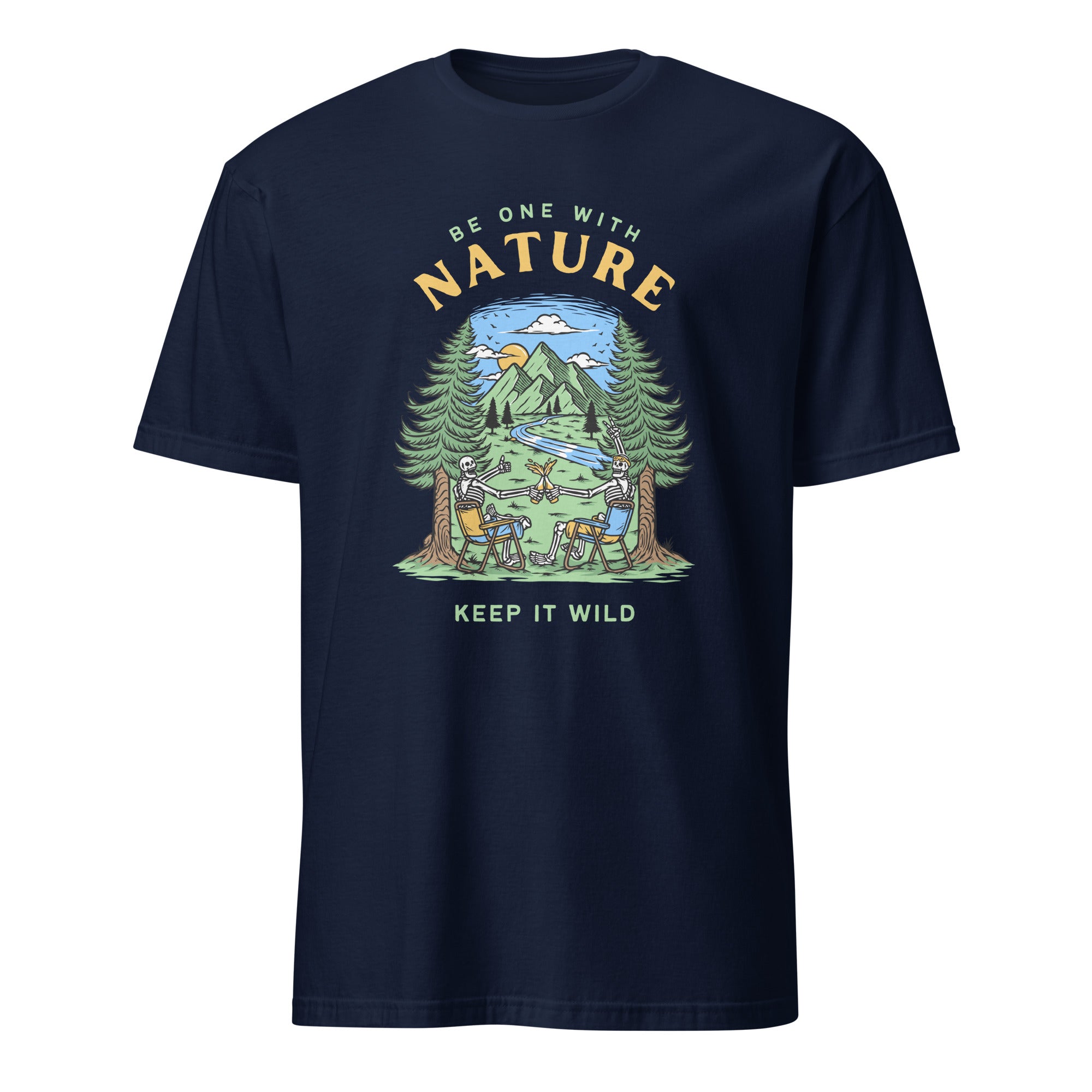 Be One With Nature - Short-Sleeve Unisex T-Shirt Navy Unisex T-shirt Environment Globally Fulfilled Printed Worldwide