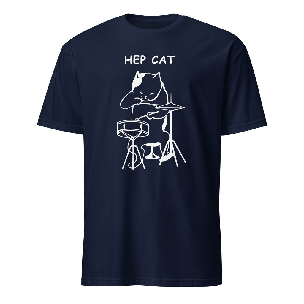 Hep Cat, Drums - Short-Sleeve Unisex T-Shirt Navy Unisex T-shirt Globally Fulfilled Music Printed Worldwide