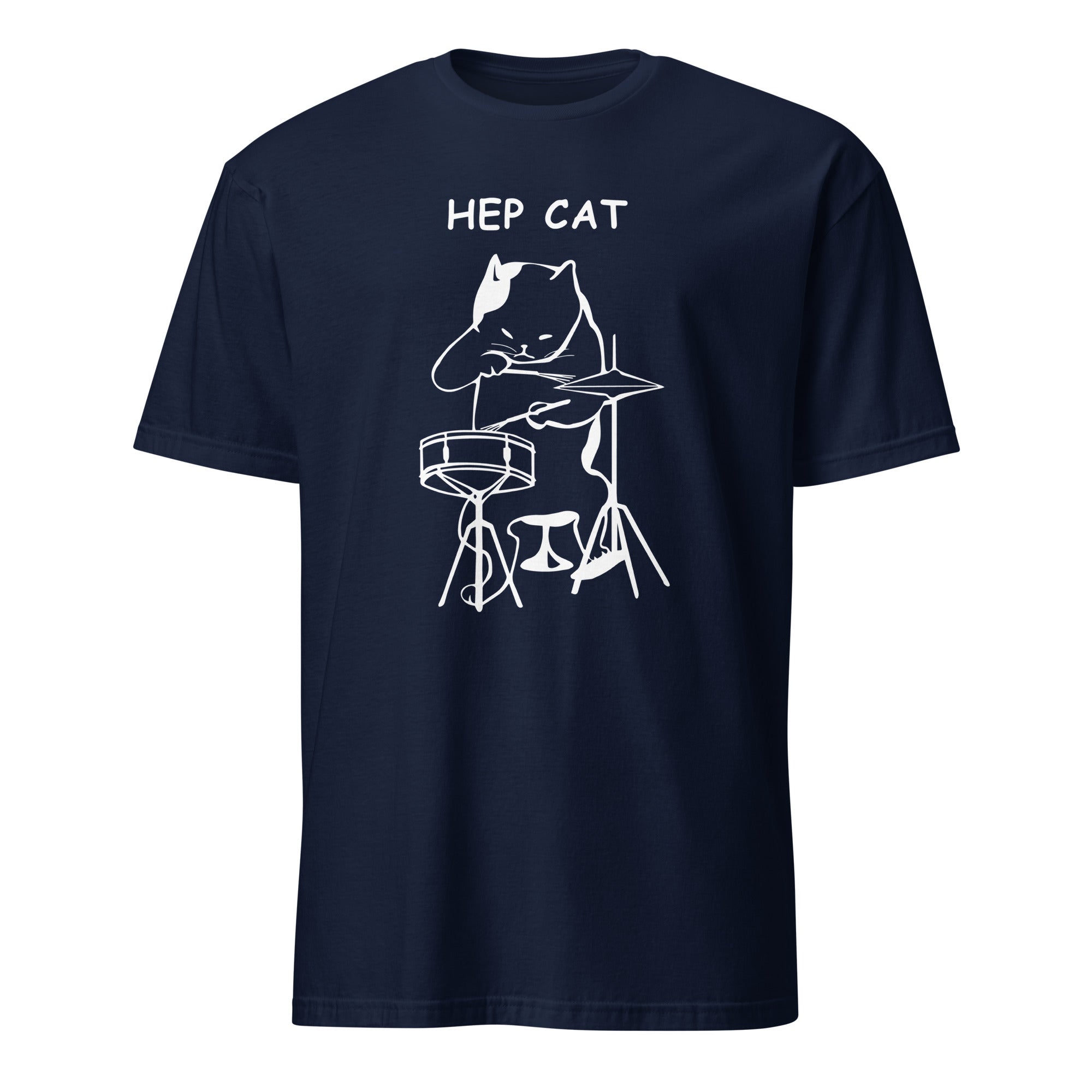 Hep Cat, Drums - Short-Sleeve Unisex T-Shirt Navy Unisex T-shirt Globally Fulfilled Music Printed Worldwide