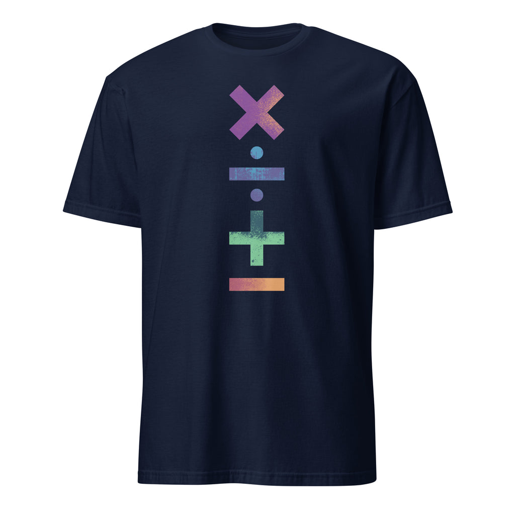 Maths Symbols - Short-Sleeve Unisex T-Shirt Navy Unisex T-shirt Globally Fulfilled Maths Printed Worldwide