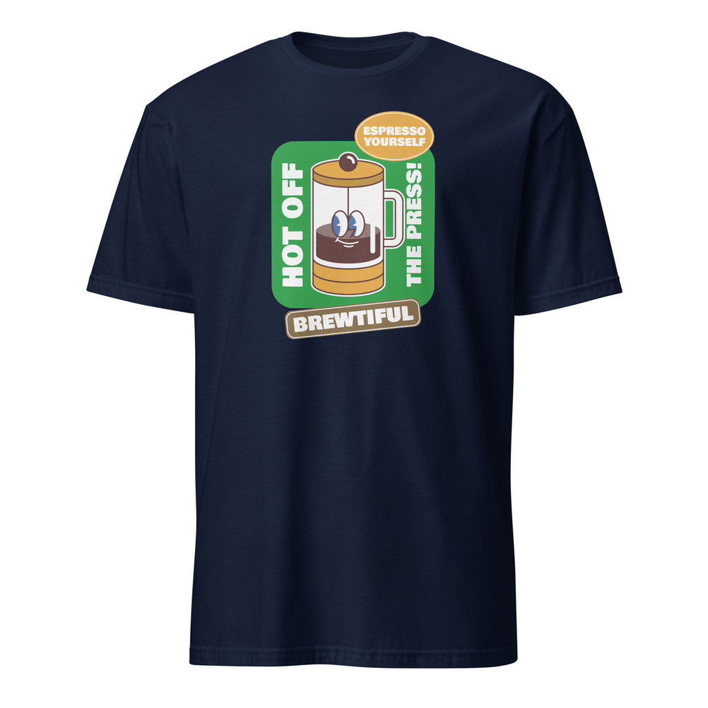 Brewtiful - Short-Sleeve Unisex T-Shirt Navy Unisex T-shirt Coffee Globally Fulfilled Printed Worldwide