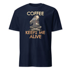 Coffee Keeps Me Alive, Skeleton - Short-Sleeve Unisex T-Shirt Navy Unisex T-shirt Coffee Globally Fulfilled Printed Worldwide