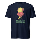Music On, Worries Off, Headphones - Short-Sleeve Unisex T-Shirt Navy Unisex T-shirt Globally Fulfilled Music Printed Worldwide