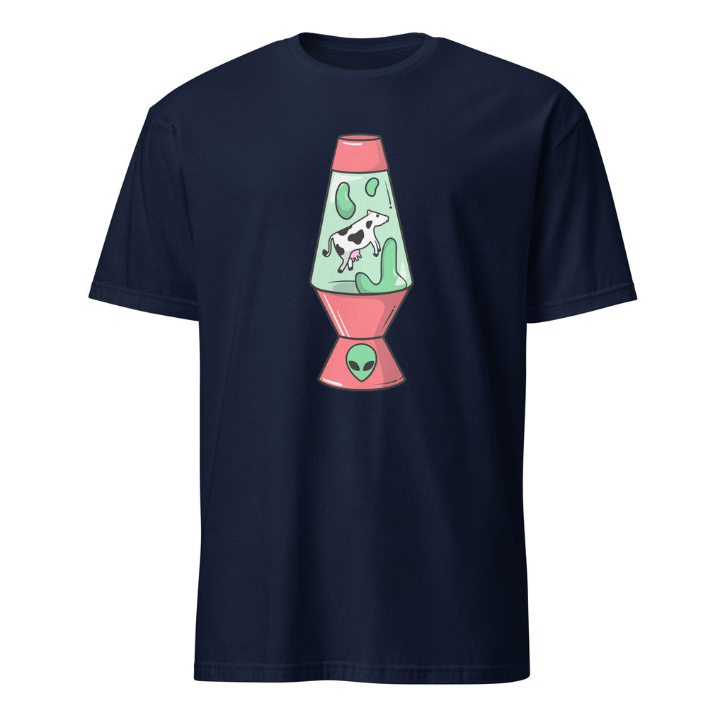 Alien Cow Lava Lamp - Short-Sleeve Unisex T-Shirt Navy Unisex T-shirt Animal Globally Fulfilled Printed Worldwide Retro Sci Fi