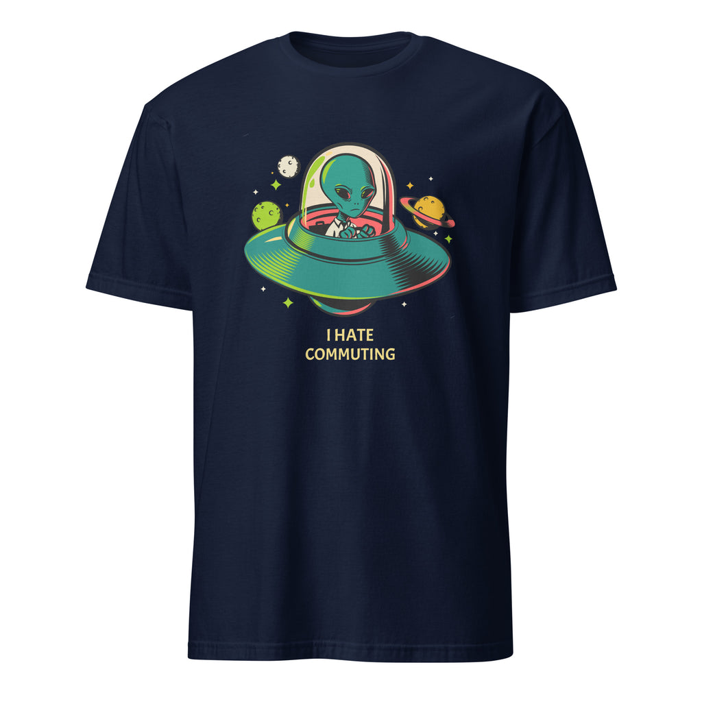 Alien Commute - Short-Sleeve Unisex T-Shirt Navy Unisex T-shirt Globally Fulfilled Printed Worldwide Sci Fi