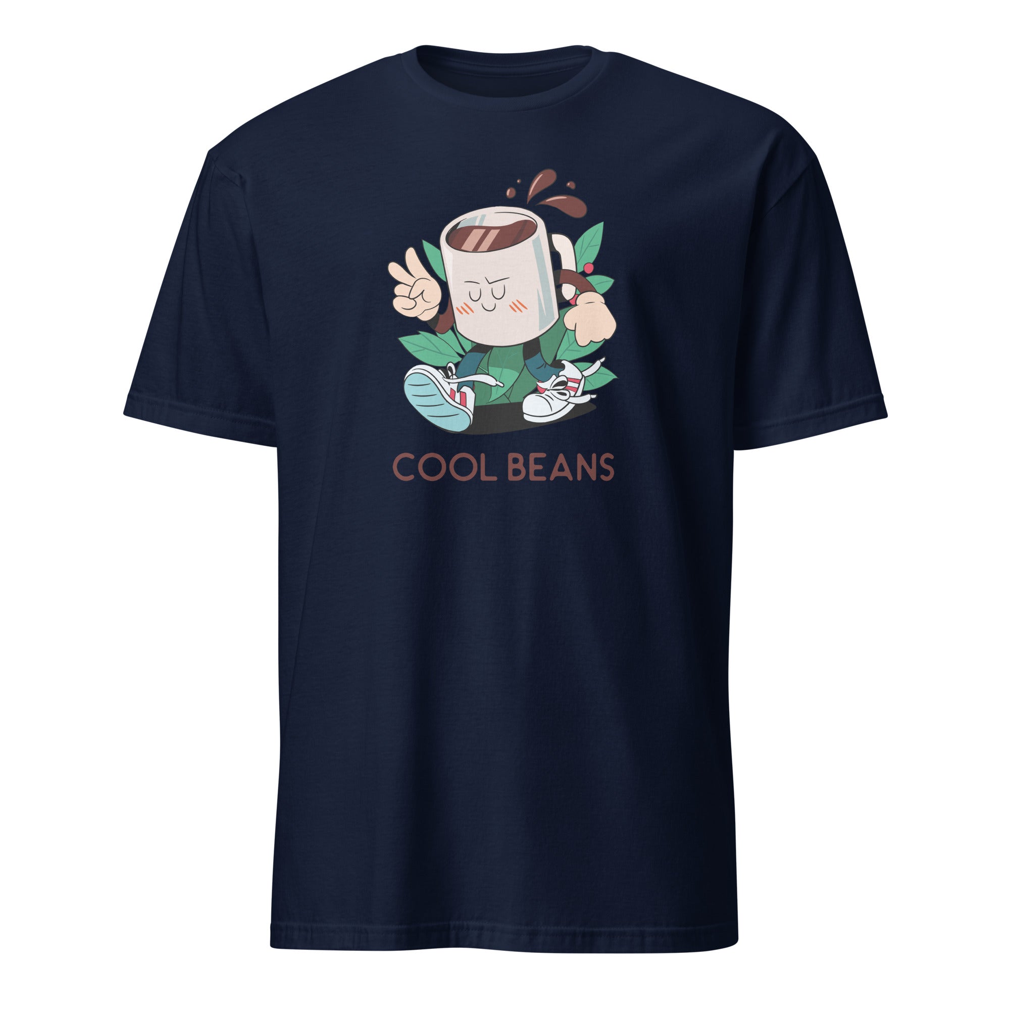 Cool Beans, Coffee - Short-Sleeve Unisex T-Shirt Navy Unisex T-shirt Coffee Globally Fulfilled Printed Worldwide