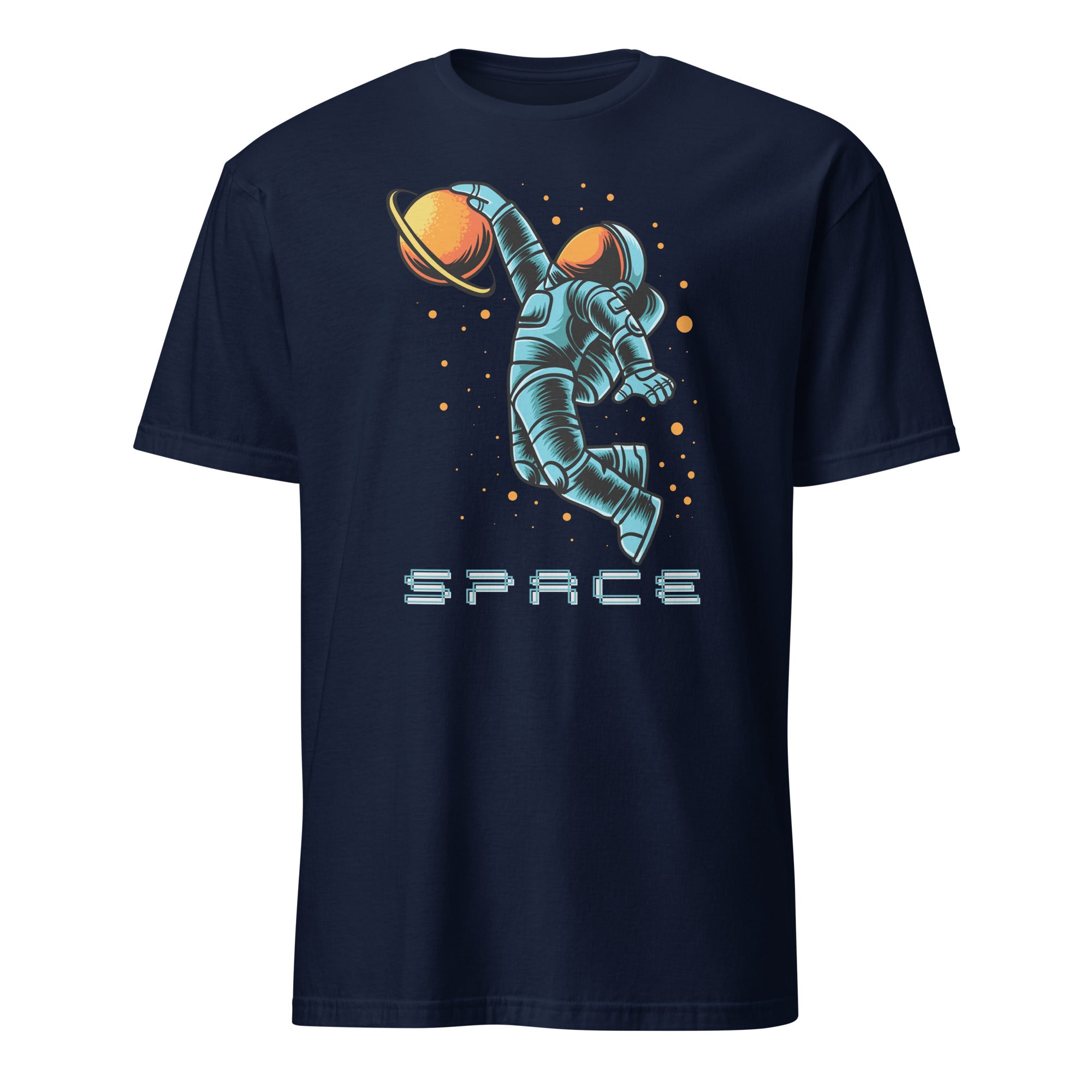Astronaut Basketball - Short-Sleeve Unisex T-Shirt Navy Unisex T-shirt Globally Fulfilled Printed Worldwide Space