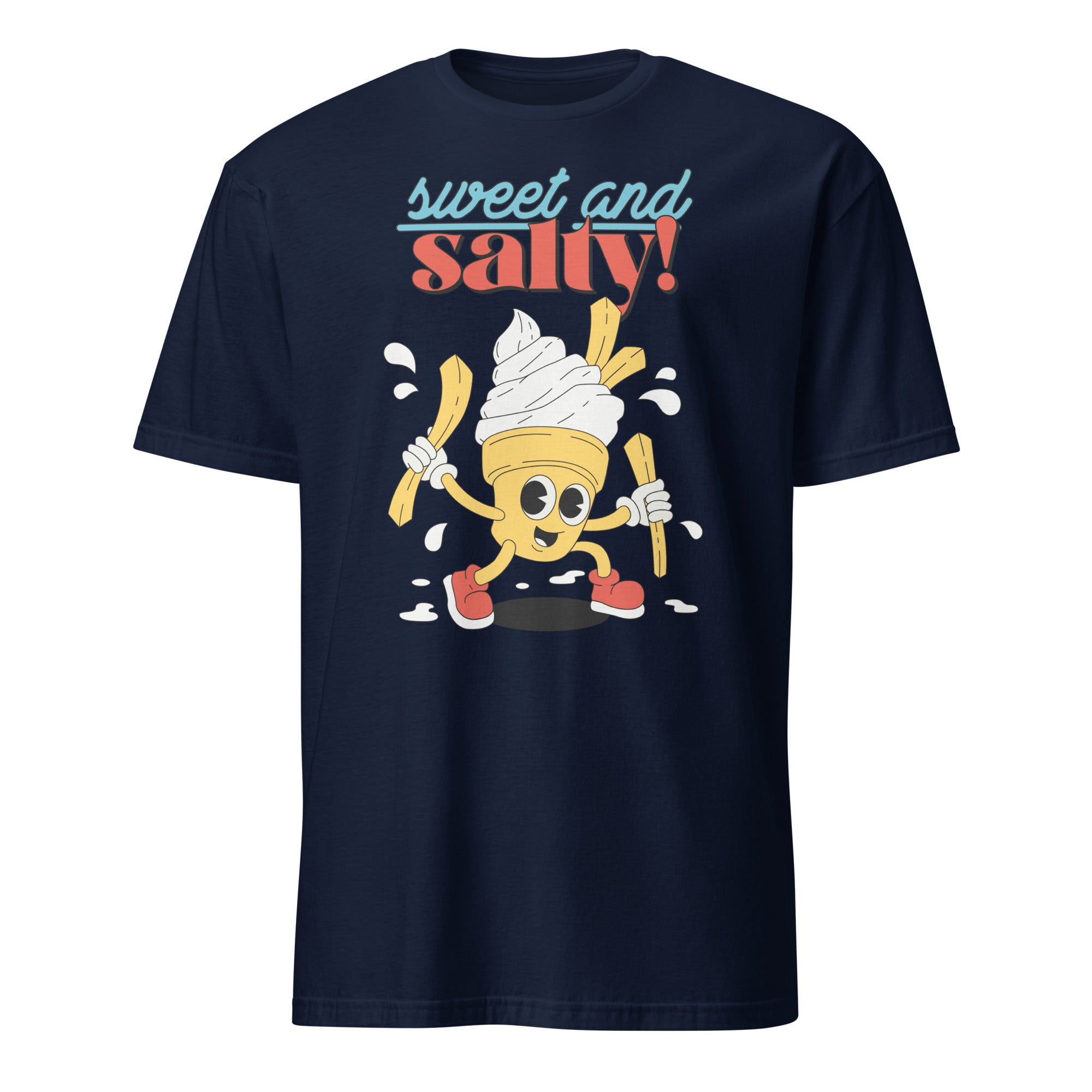 Sweet And Salty, Ice-Cream And Fries - Short-Sleeve Unisex T-Shirt Navy Unisex T-shirt Food Globally Fulfilled Printed Worldwide