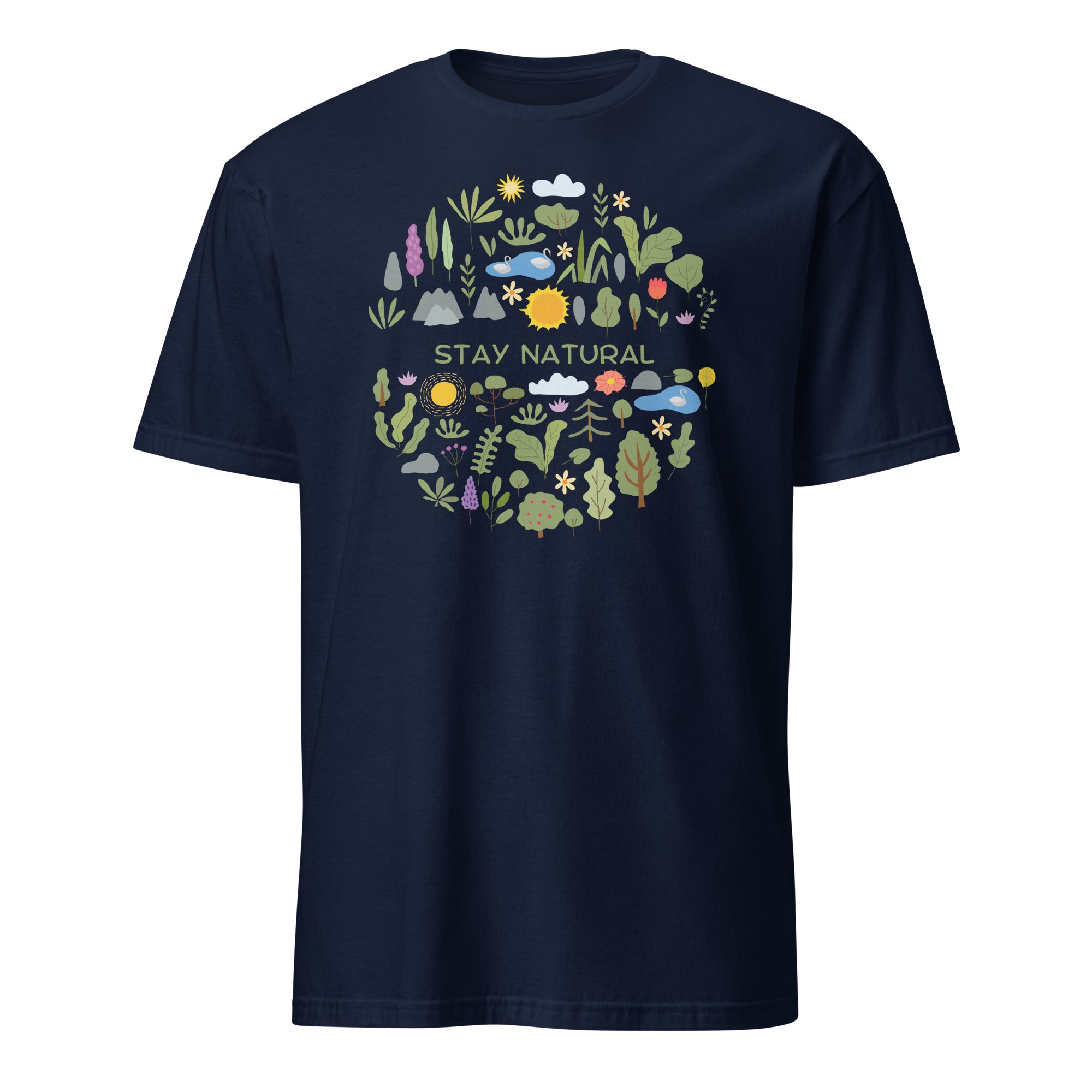 Stay Natural - Short-Sleeve Unisex T-Shirt Navy Unisex T-shirt Globally Fulfilled nature plants Printed Worldwide
