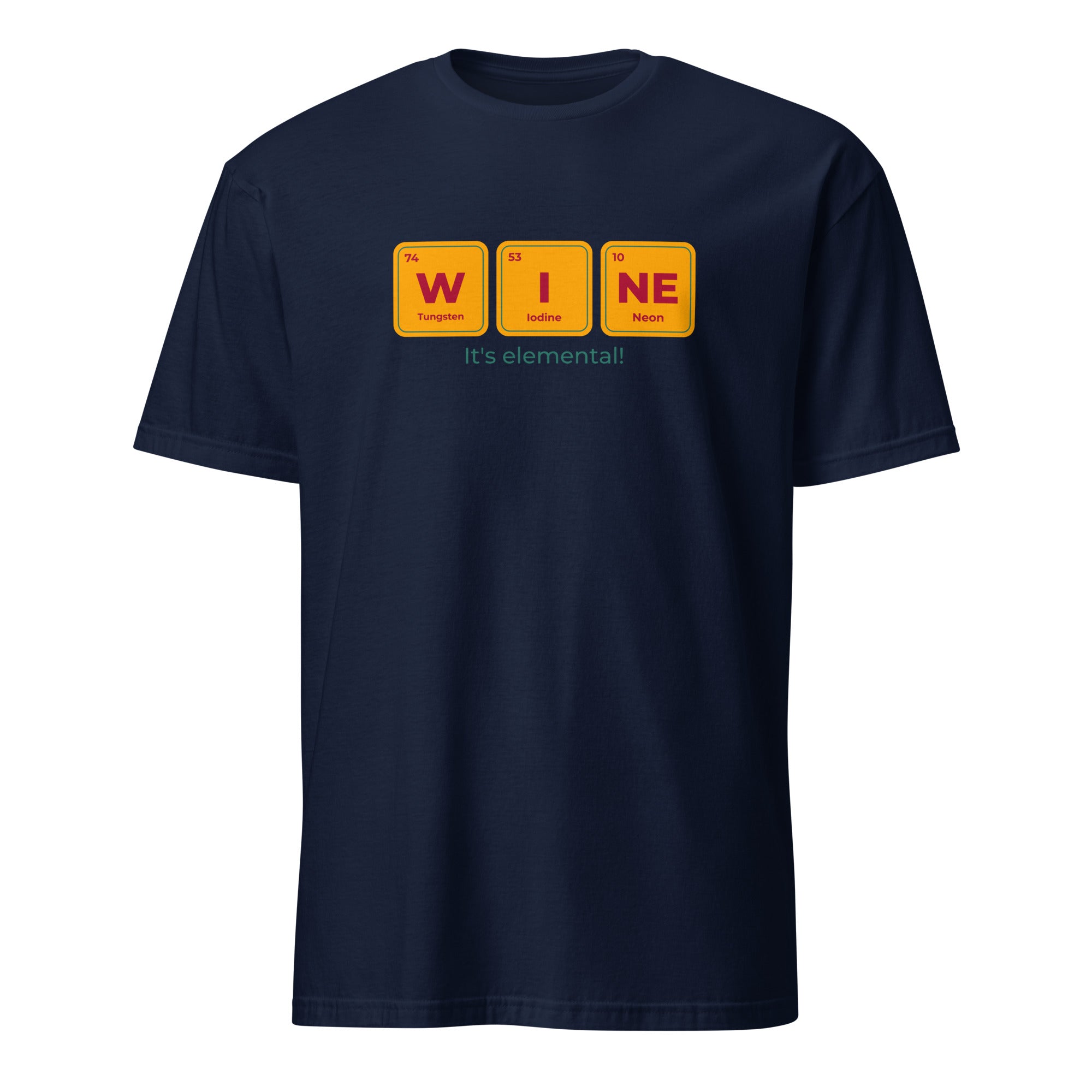 Wine, It's Elemental - Short-Sleeve Unisex T-Shirt Navy Unisex T-shirt funny Globally Fulfilled Printed Worldwide science