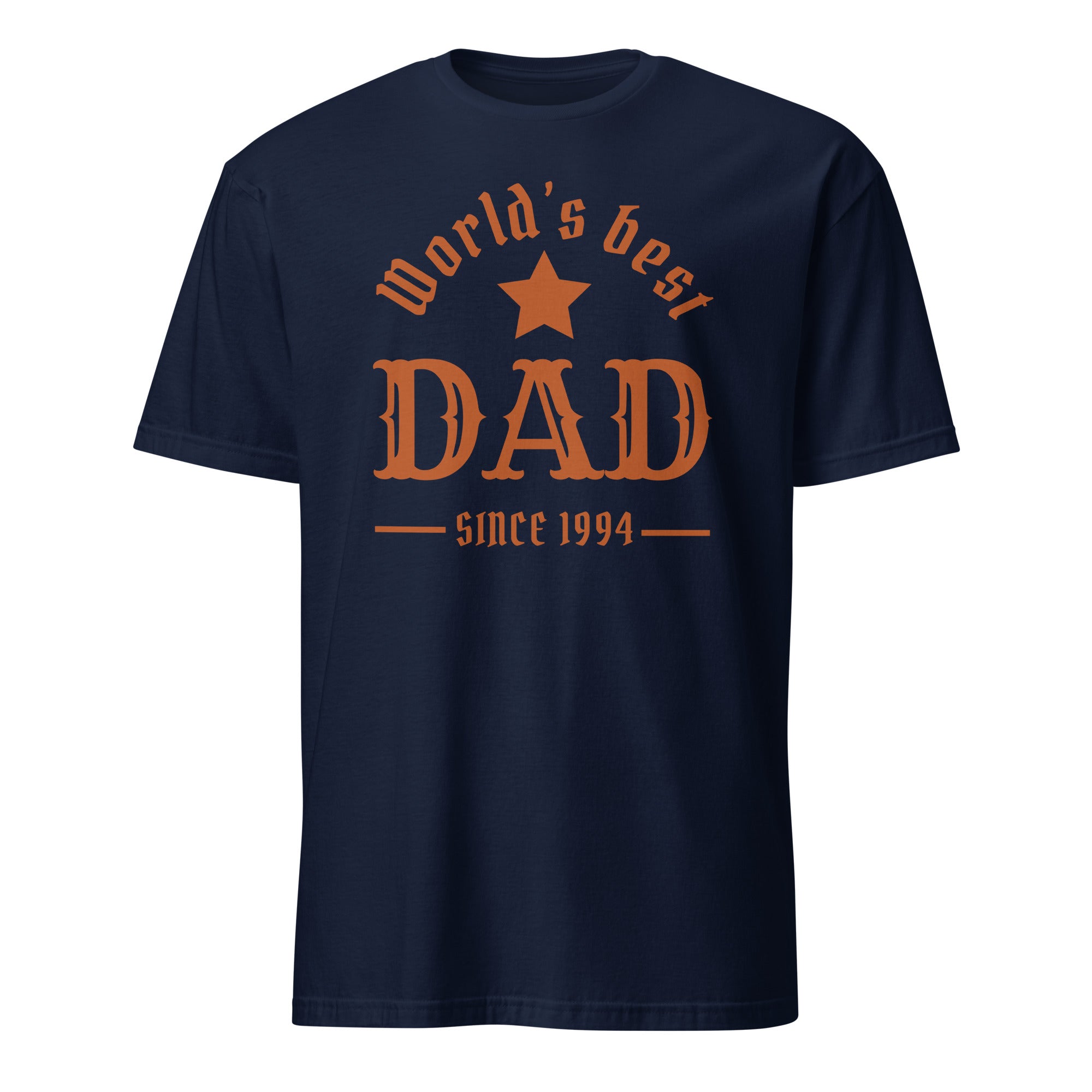 Personalised - World's Best Dad, Change Year - Short-Sleeve Unisex T-Shirt Navy Personalised T-shirt Customise Dad Globally Fulfilled Personalise