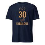 Personalised - Birthday And Fabulous, Change Age - Short-Sleeve Unisex T-Shirt Navy Personalised T-shirt Customise Globally Fulfilled Personalise