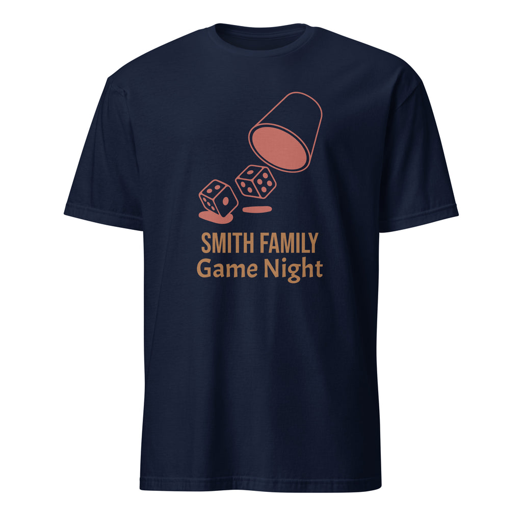 Personalised - Family Game Night 2, Change Name - Short-Sleeve Unisex T-Shirt Navy Personalised T-shirt Customise Games Globally Fulfilled Personalise