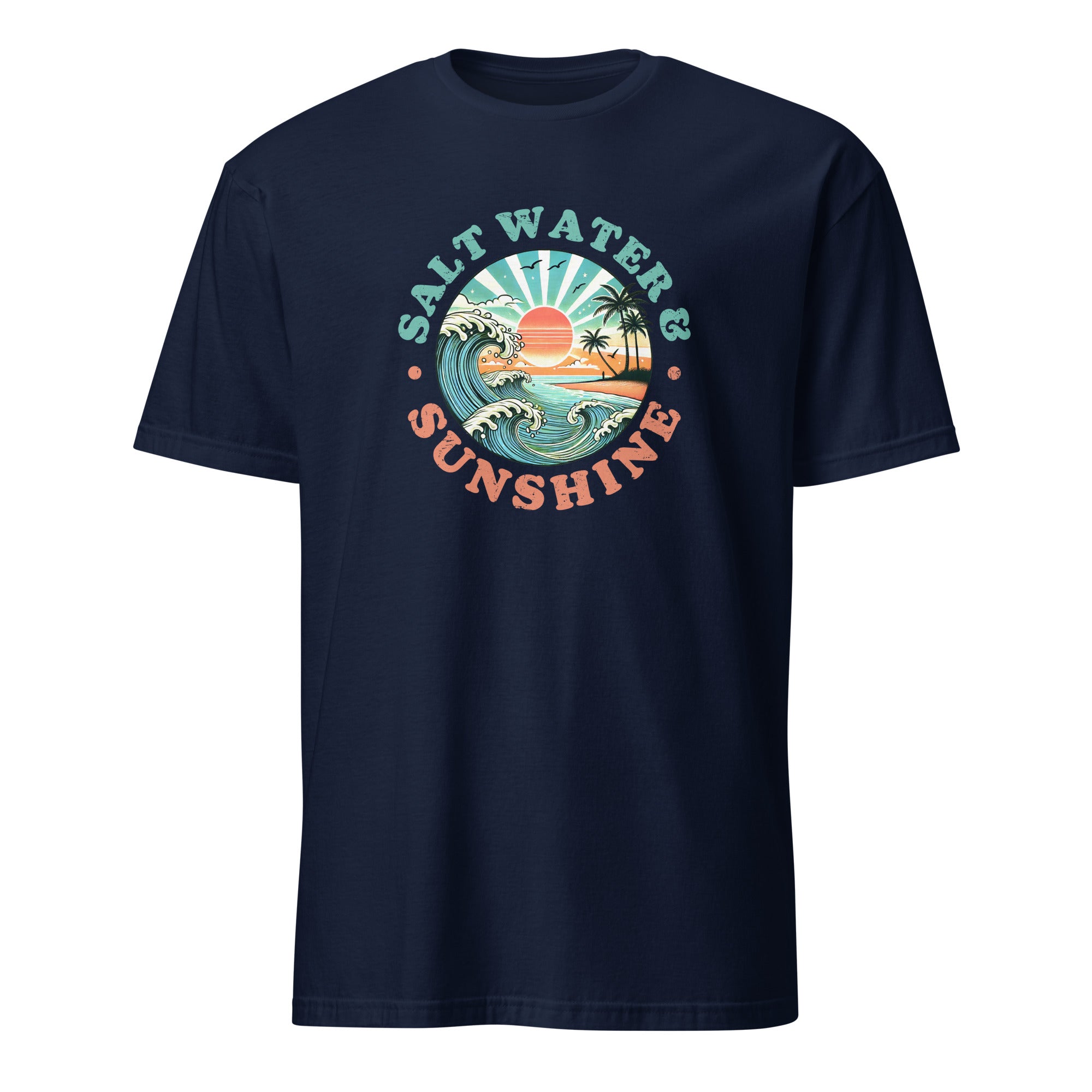 Salt Water And Sunshine - Short-Sleeve Unisex T-Shirt Navy Unisex T-shirt Globally Fulfilled Surf