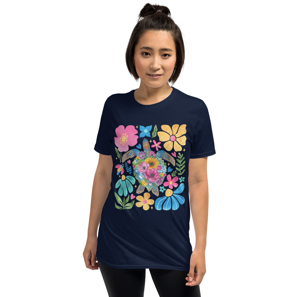 Boho Floral Turtle - Short-Sleeve Unisex T-Shirt Unisex T-shirt animal Globally Fulfilled