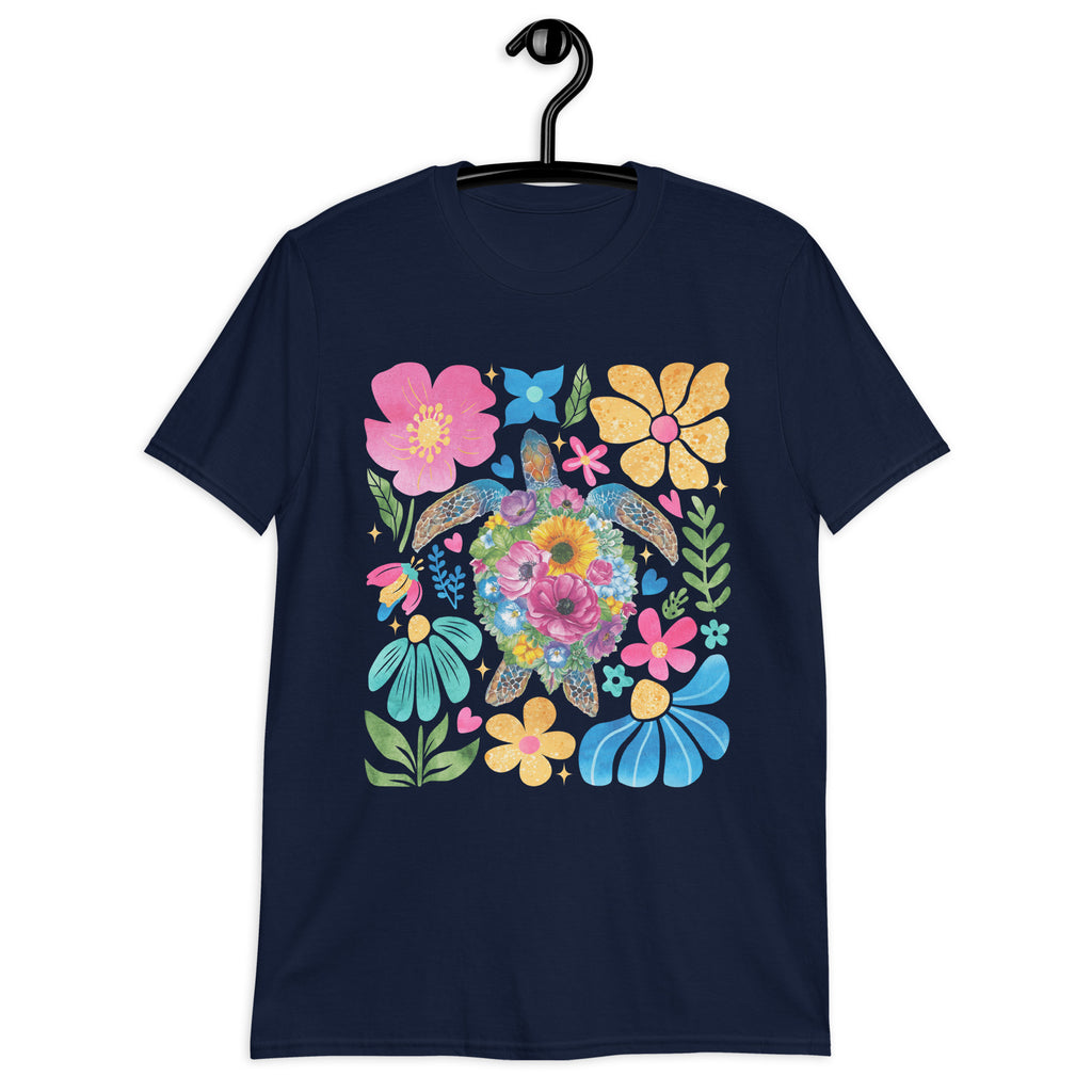Boho Floral Turtle - Short-Sleeve Unisex T-Shirt Unisex T-shirt animal Globally Fulfilled