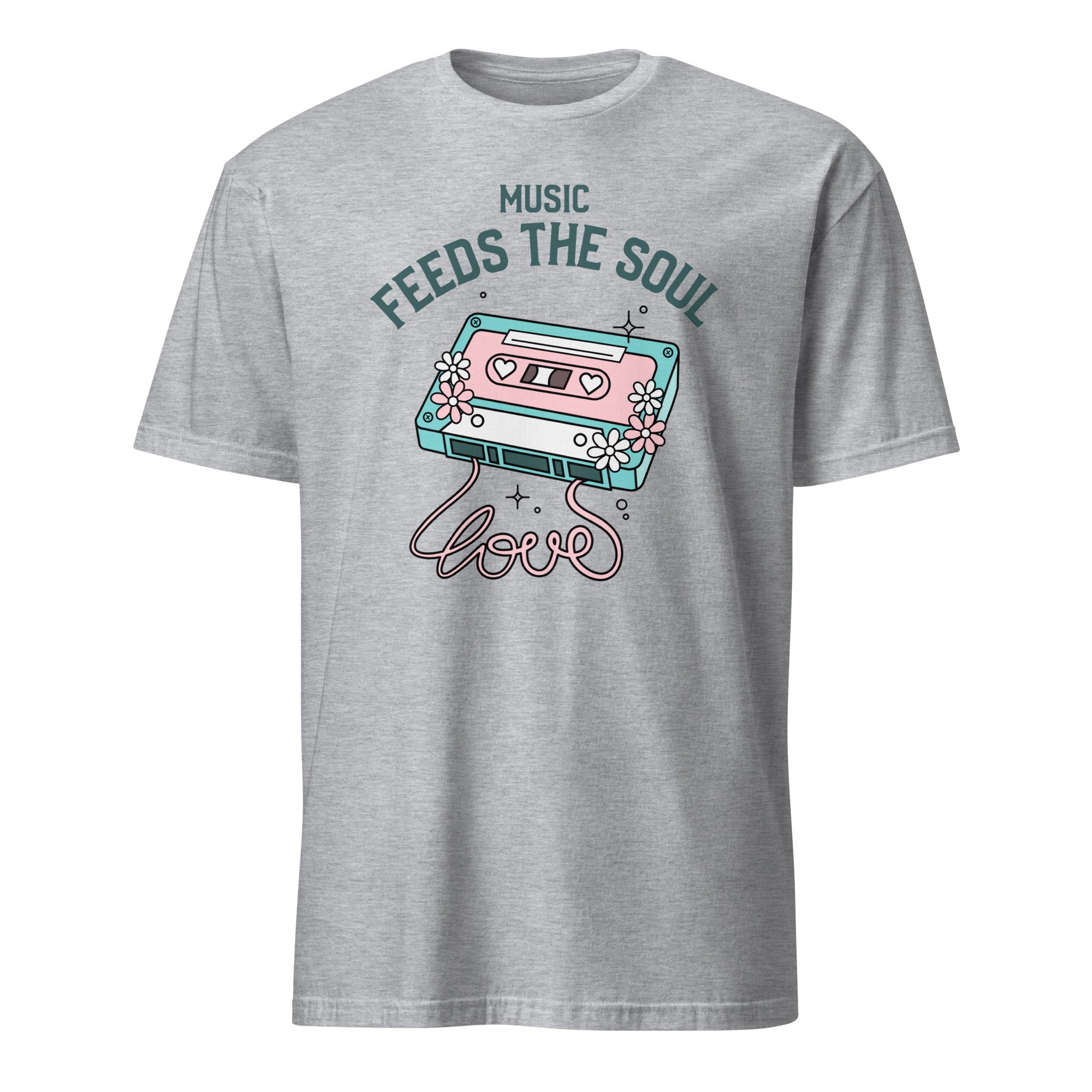 Music Feeds The Soul - Short-Sleeve Unisex T-Shirt Sport Grey Unisex T-shirt Globally Fulfilled Music Printed Worldwide Retro