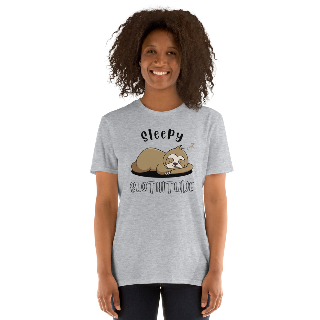 Sleepy Slothitude - Short-Sleeve Unisex T-Shirt Unisex T-shirt Animal Globally Fulfilled Printed Worldwide