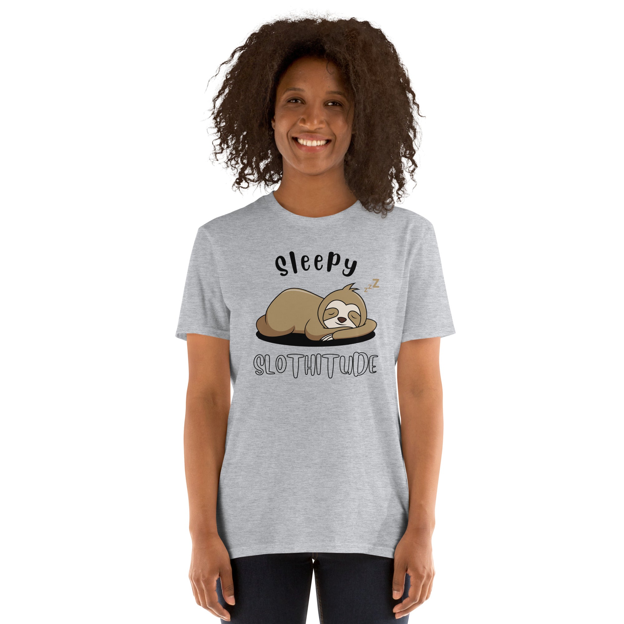 Sleepy Slothitude - Short-Sleeve Unisex T-Shirt Unisex T-shirt Animal Globally Fulfilled Printed Worldwide