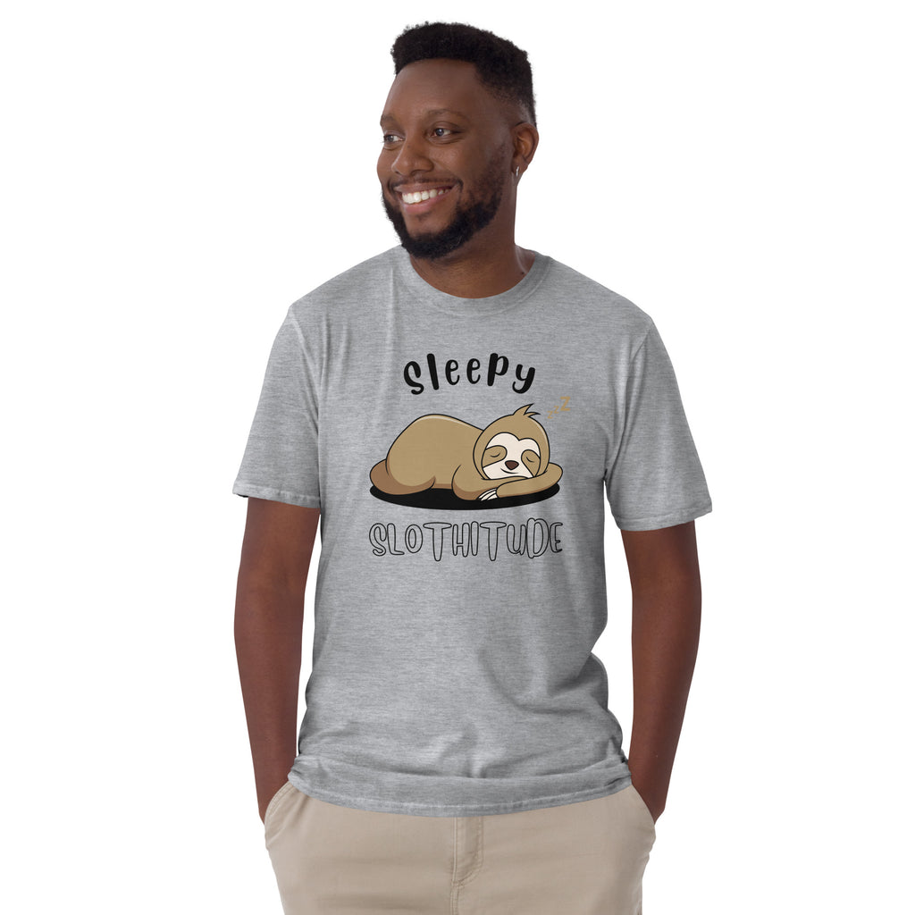 Sleepy Slothitude - Short-Sleeve Unisex T-Shirt Unisex T-shirt Animal Globally Fulfilled Printed Worldwide
