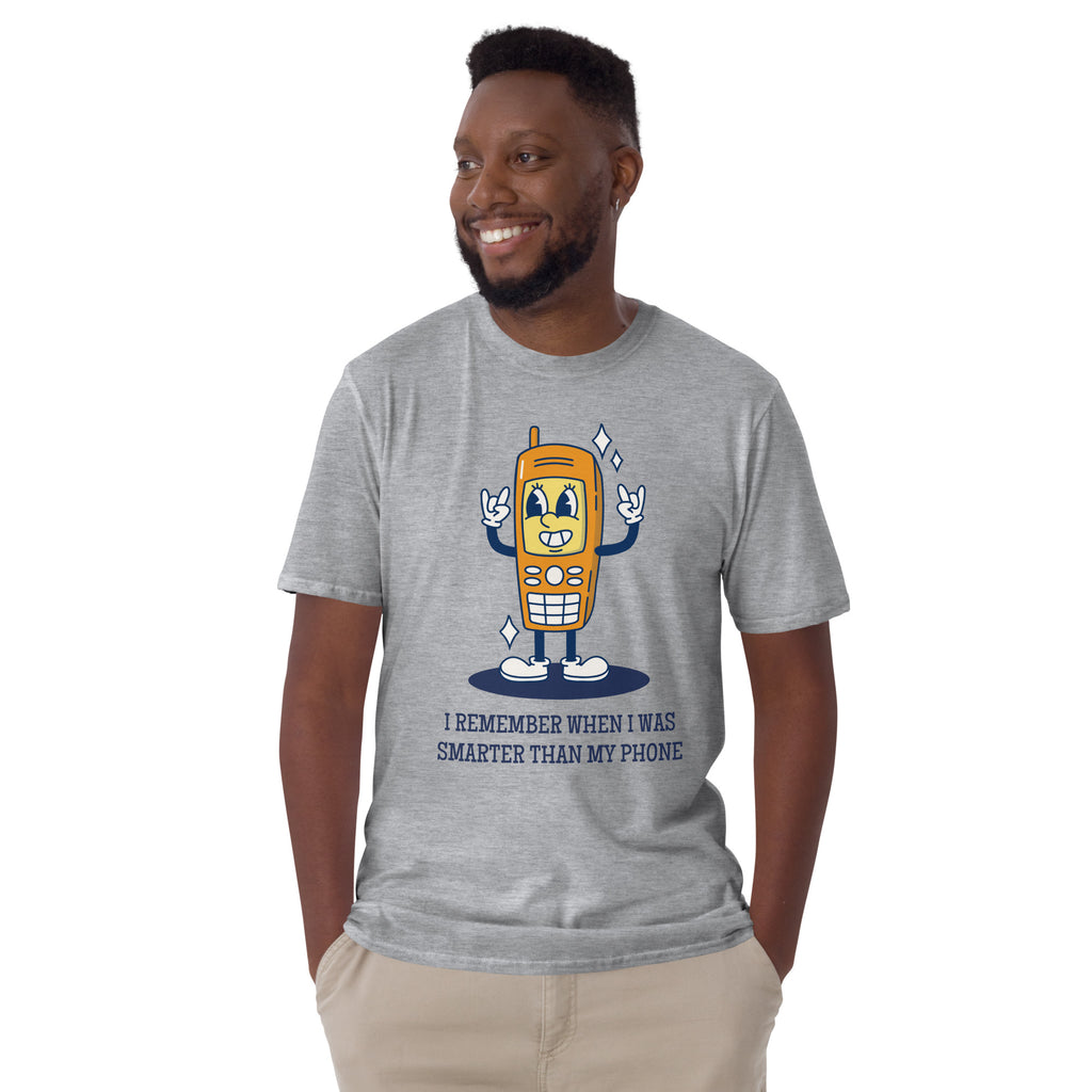 I Remember When I Was Smarter Than My Phone - Short-Sleeve Unisex T-Shirt Unisex T-shirt Globally Fulfilled Printed Worldwide Retro Tech