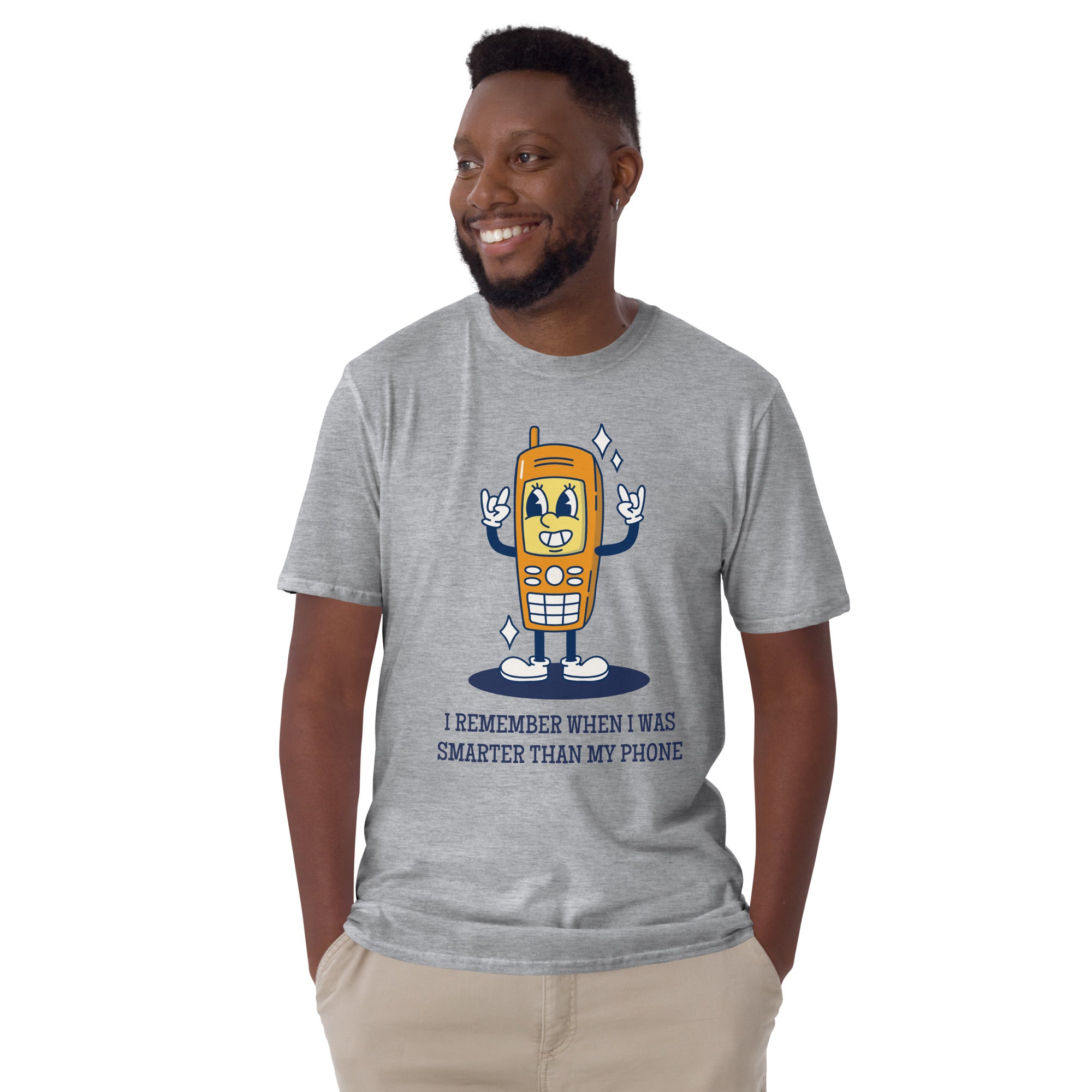 I Remember When I Was Smarter Than My Phone - Short-Sleeve Unisex T-Shirt Unisex T-shirt Globally Fulfilled Printed Worldwide Retro Tech