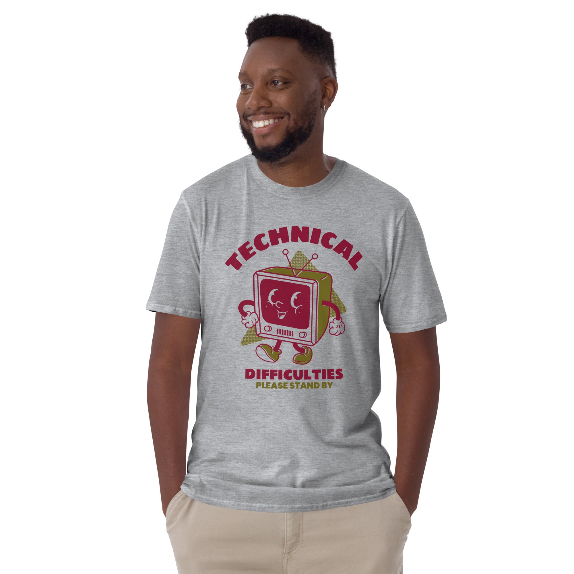 Retro TV, Technical Difficulties - Short-Sleeve Unisex T-Shirt Unisex T-shirt Globally Fulfilled Printed Worldwide Retro Tech