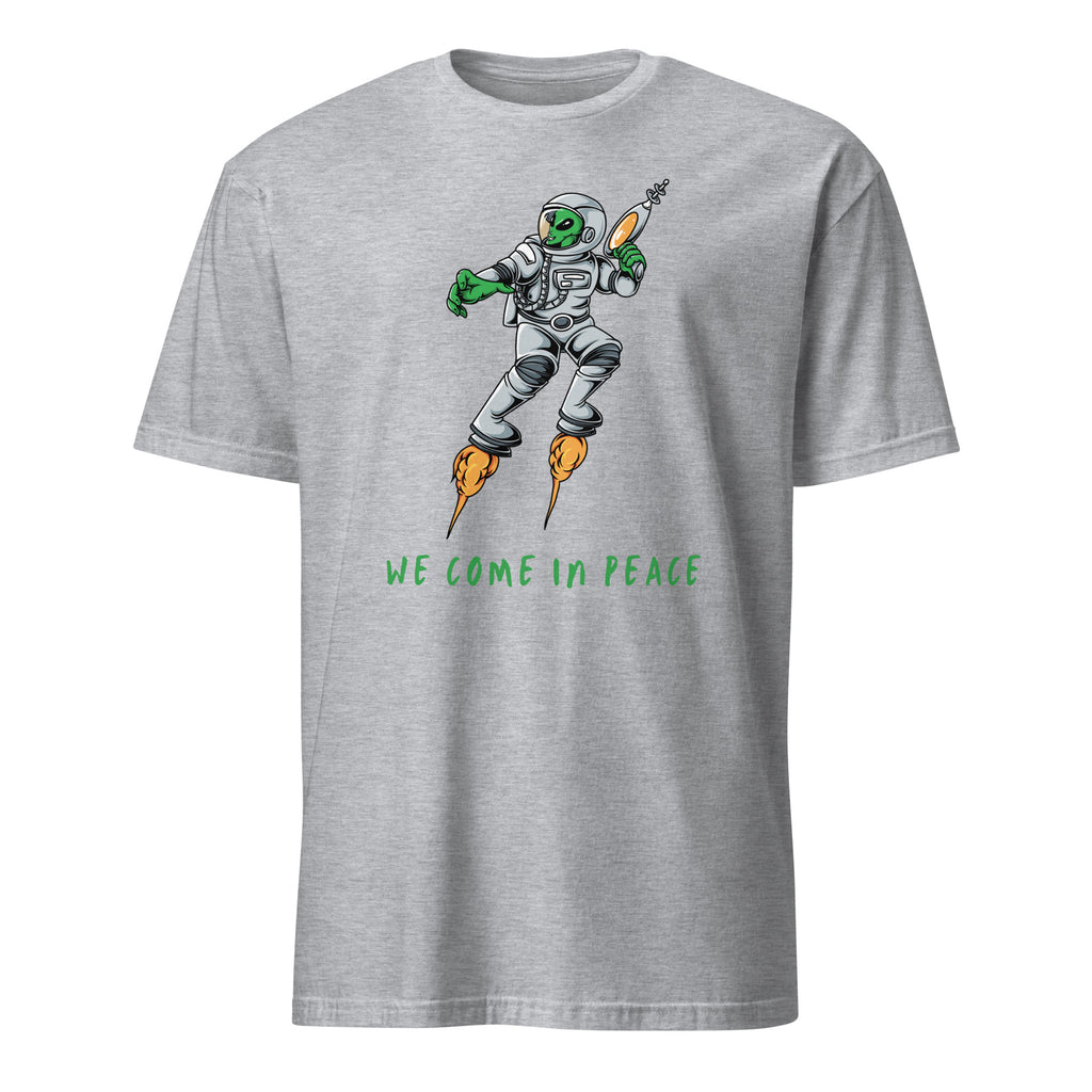 Alien, We Come In Peace - Short-Sleeve Unisex T-Shirt Sport Grey Unisex T-shirt funny Globally Fulfilled Printed Worldwide sci fi