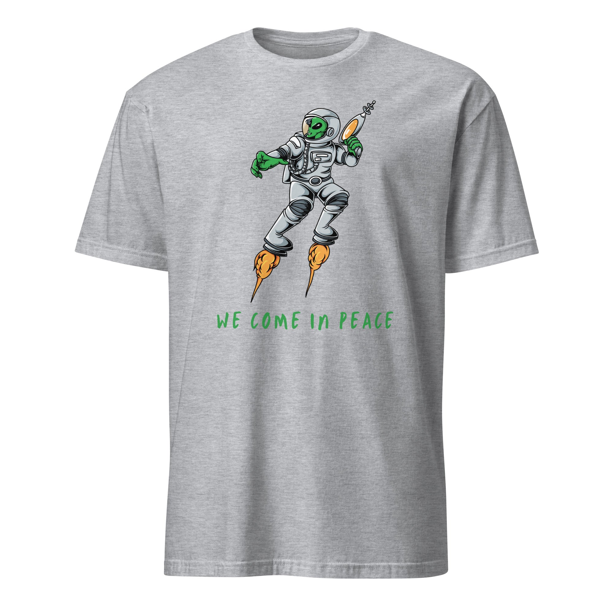 Alien, We Come In Peace - Short-Sleeve Unisex T-Shirt Sport Grey Unisex T-shirt funny Globally Fulfilled Printed Worldwide sci fi