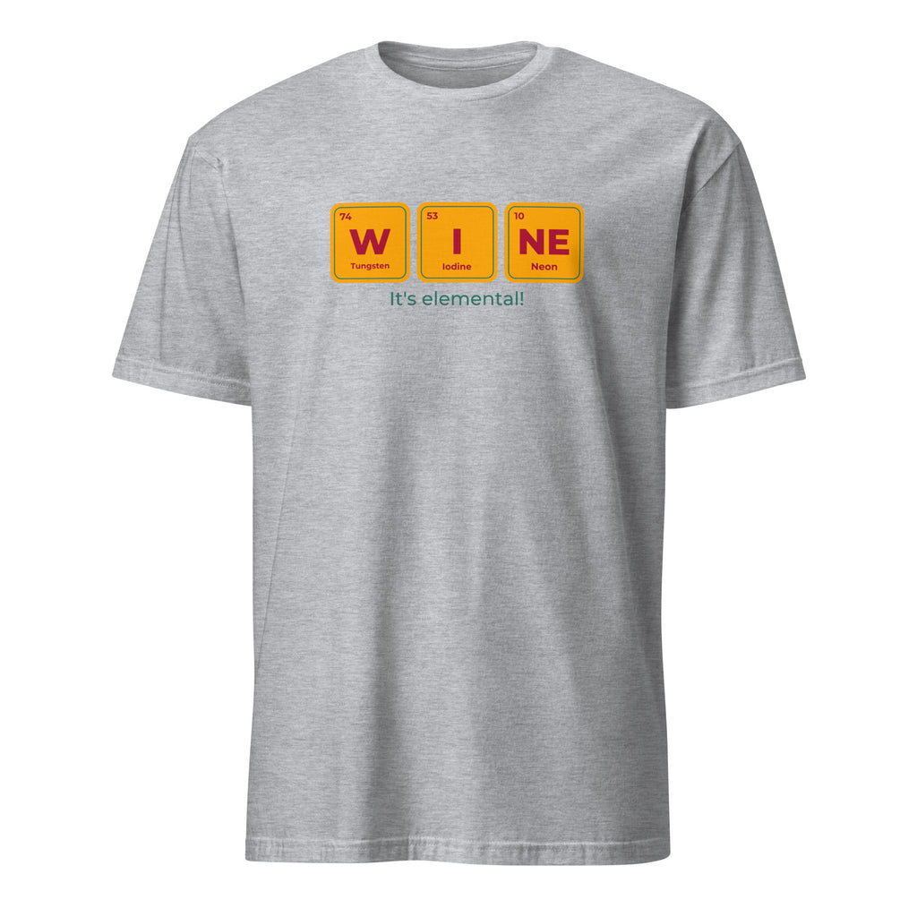 Wine, It's Elemental - Short-Sleeve Unisex T-Shirt Sport Grey Unisex T-shirt funny Globally Fulfilled Printed Worldwide science