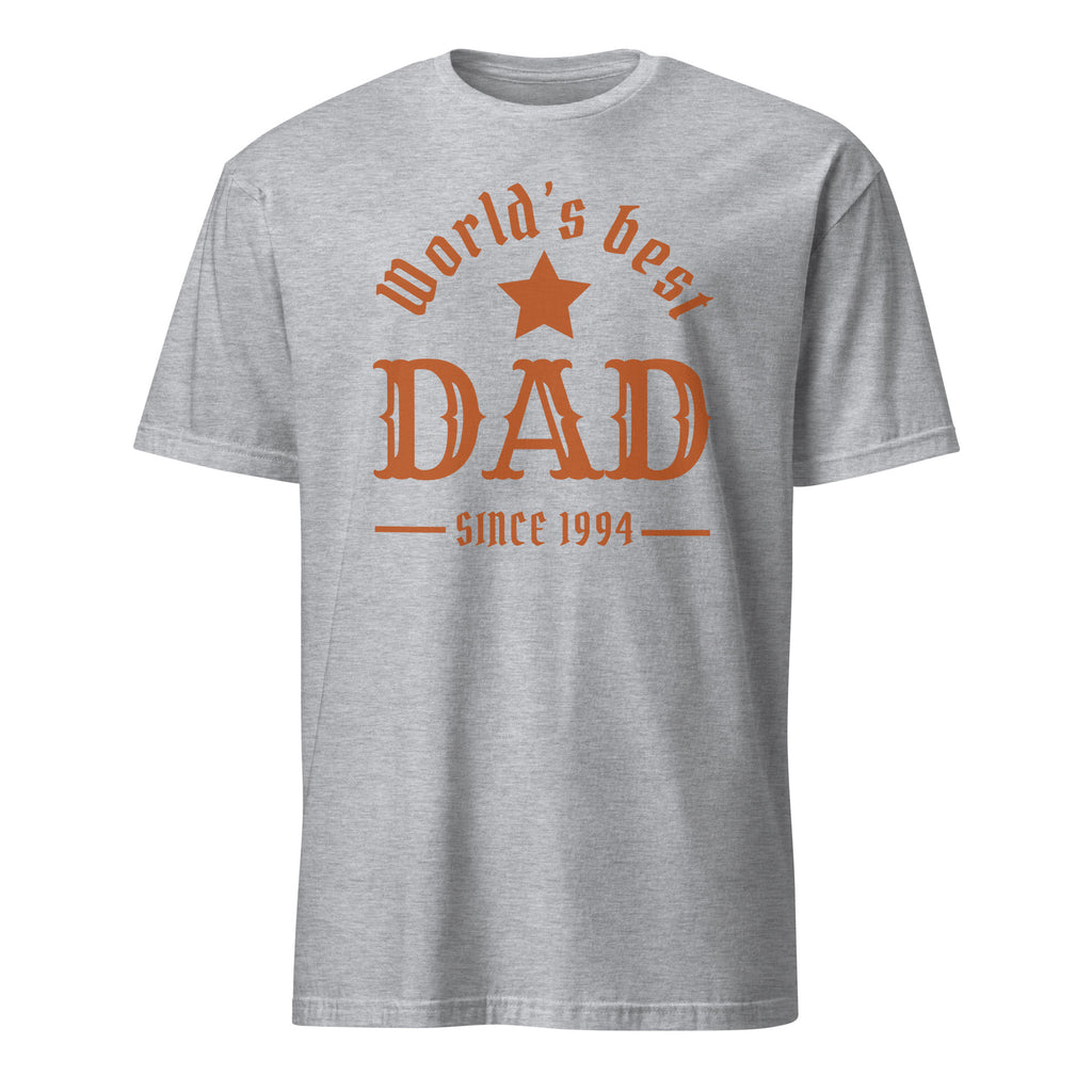 Personalised - World's Best Dad, Change Year - Short-Sleeve Unisex T-Shirt Sport Grey Personalised T-shirt Customise Dad Globally Fulfilled Personalise