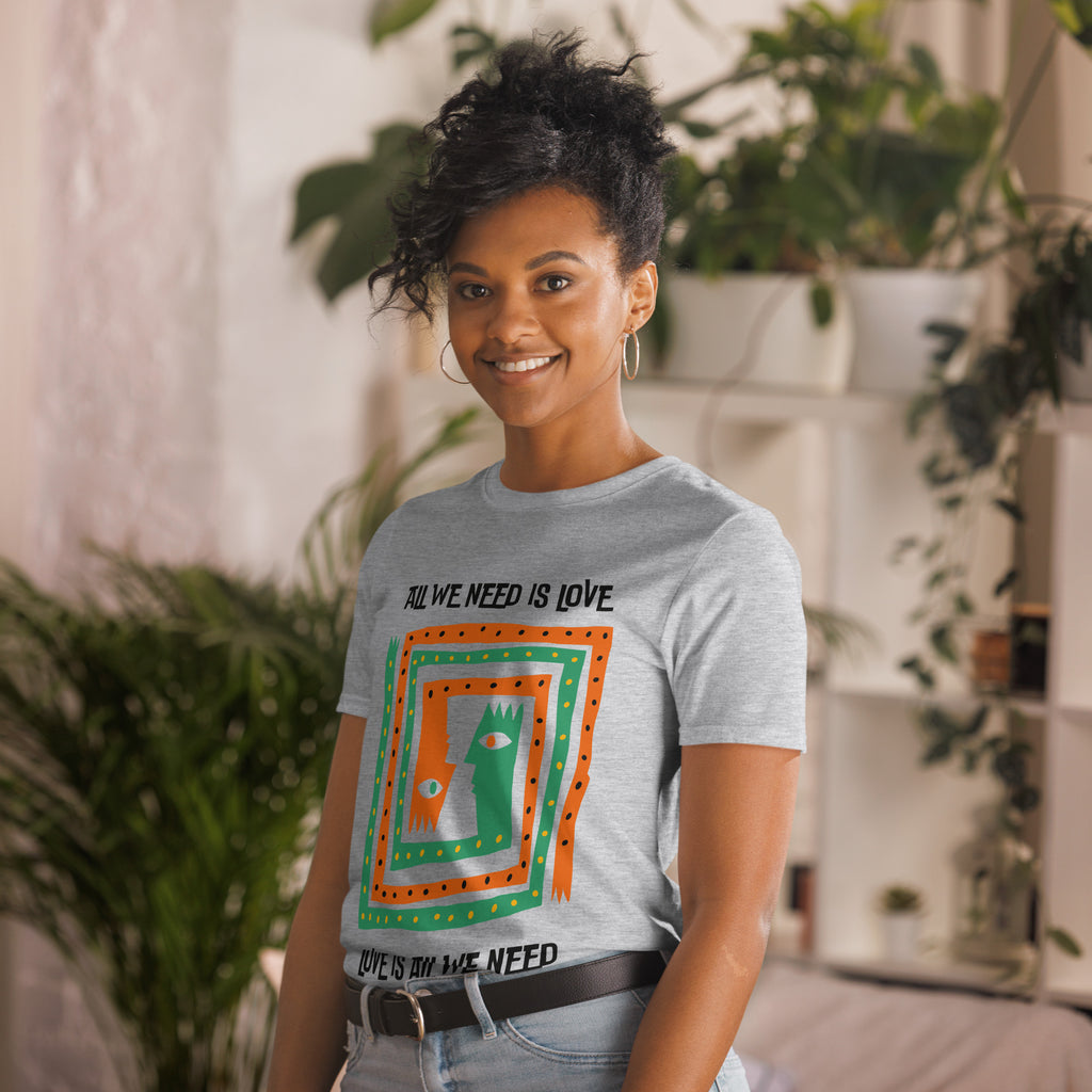 All We Need Is Love - Short-Sleeve Unisex T-Shirt Unisex T-shirt Globally Fulfilled Love Printed Worldwide
