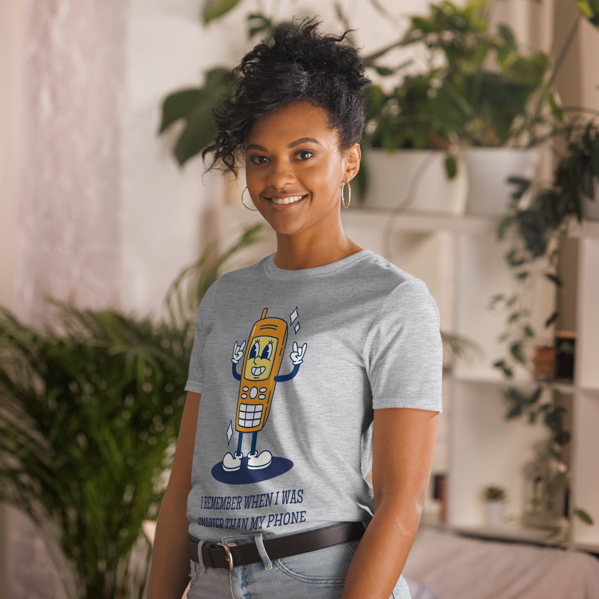 I Remember When I Was Smarter Than My Phone - Short-Sleeve Unisex T-Shirt Unisex T-shirt Globally Fulfilled Printed Worldwide Retro Tech