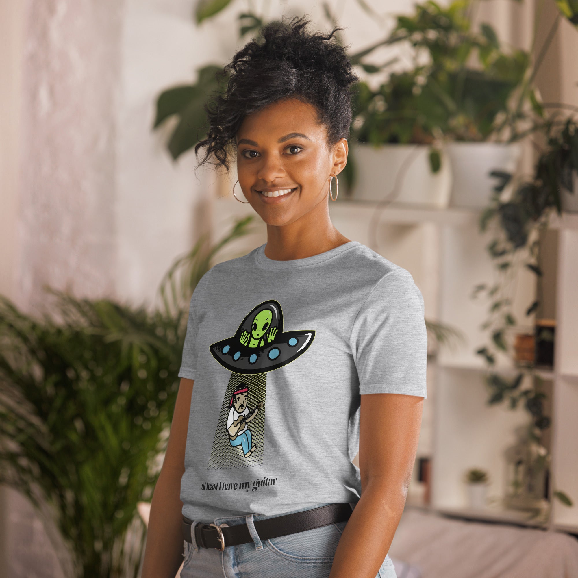 Guitarist Alien Abduction - Short-Sleeve Unisex T-Shirt Unisex T-shirt Globally Fulfilled Music Printed Worldwide Sci Fi