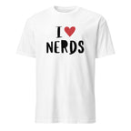 I Love Nerds, Red Heart - Short-Sleeve Unisex T-Shirt White Unisex T-shirt Globally Fulfilled Printed Worldwide