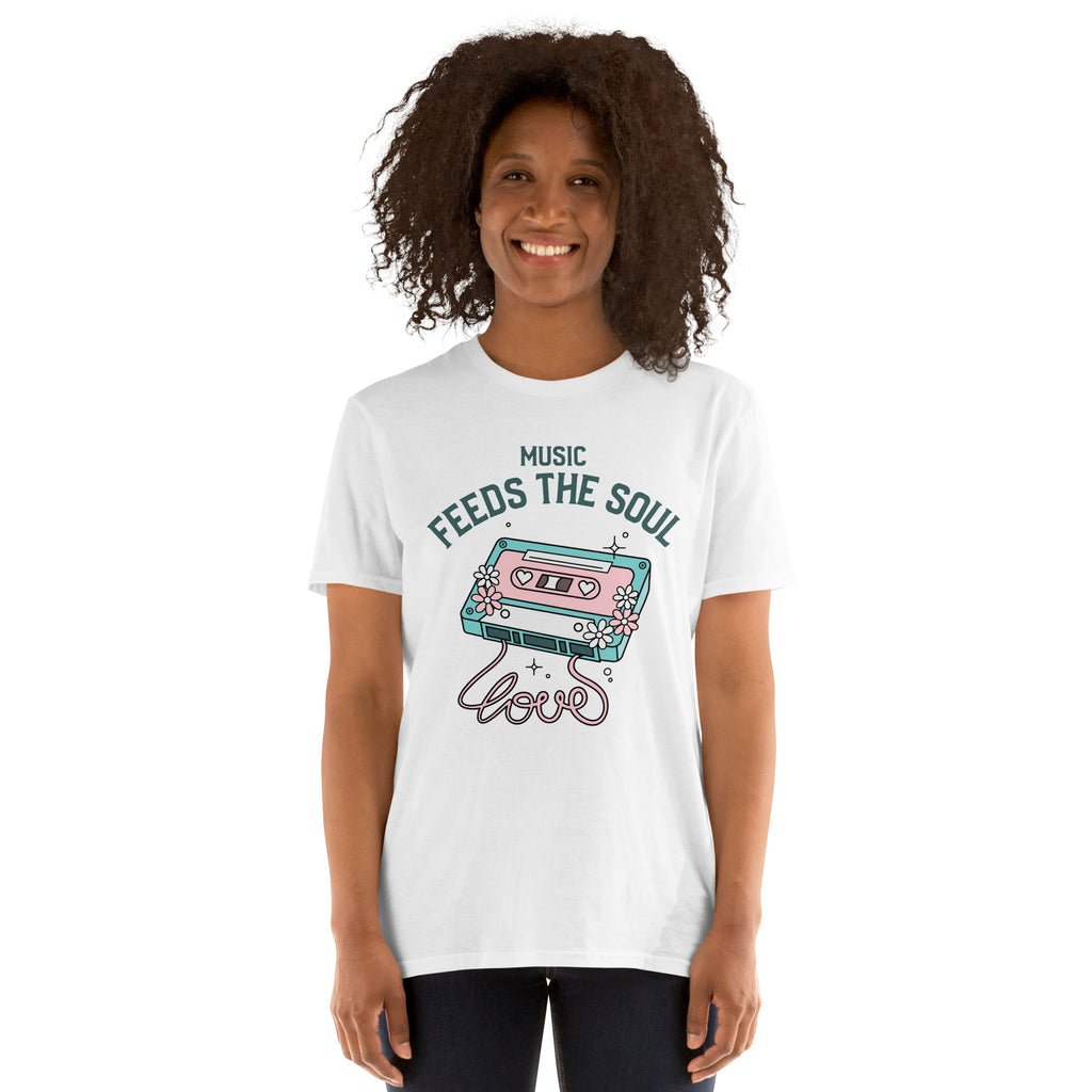 Music Feeds The Soul - Short-Sleeve Unisex T-Shirt Unisex T-shirt Globally Fulfilled Music Printed Worldwide Retro