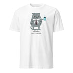 Not Before My Coffee, Cranky Cat - Short-Sleeve Unisex T-Shirt White Unisex T-shirt Animal Coffee Globally Fulfilled Printed Worldwide