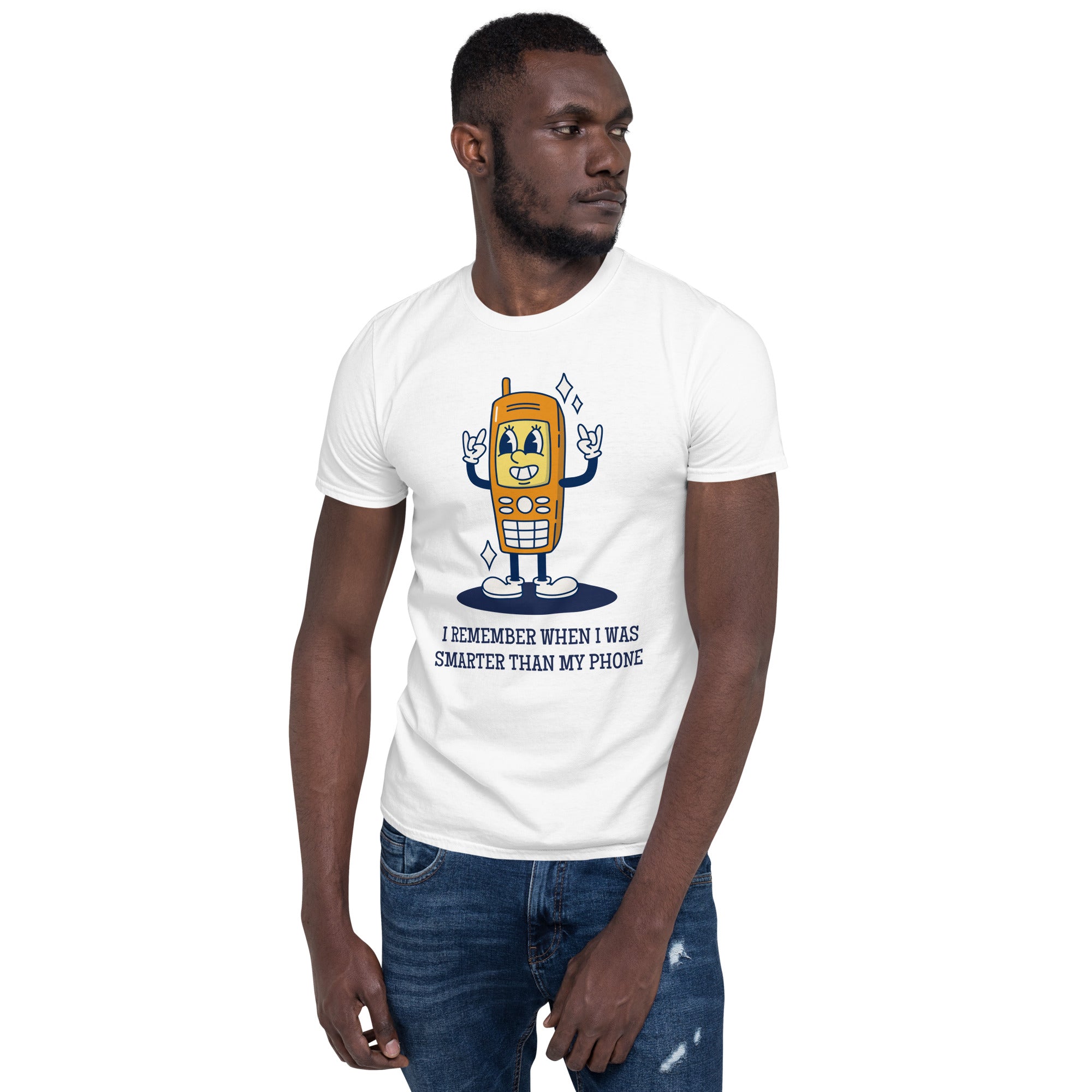 I Remember When I Was Smarter Than My Phone - Short-Sleeve Unisex T-Shirt Unisex T-shirt Globally Fulfilled Printed Worldwide Retro Tech