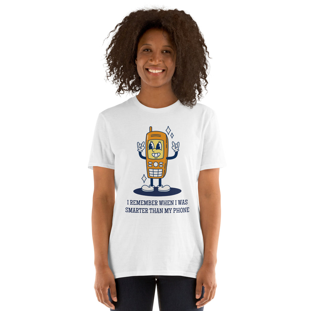 I Remember When I Was Smarter Than My Phone - Short-Sleeve Unisex T-Shirt Unisex T-shirt Globally Fulfilled Printed Worldwide Retro Tech
