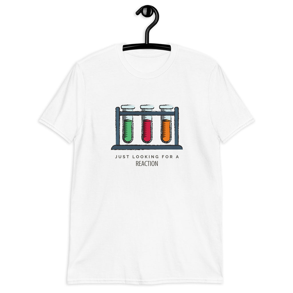 Test Tubes, Just Looking For A Reaction - Short-Sleeve Unisex T-Shirt Unisex T-shirt Globally Fulfilled Printed Worldwide Science