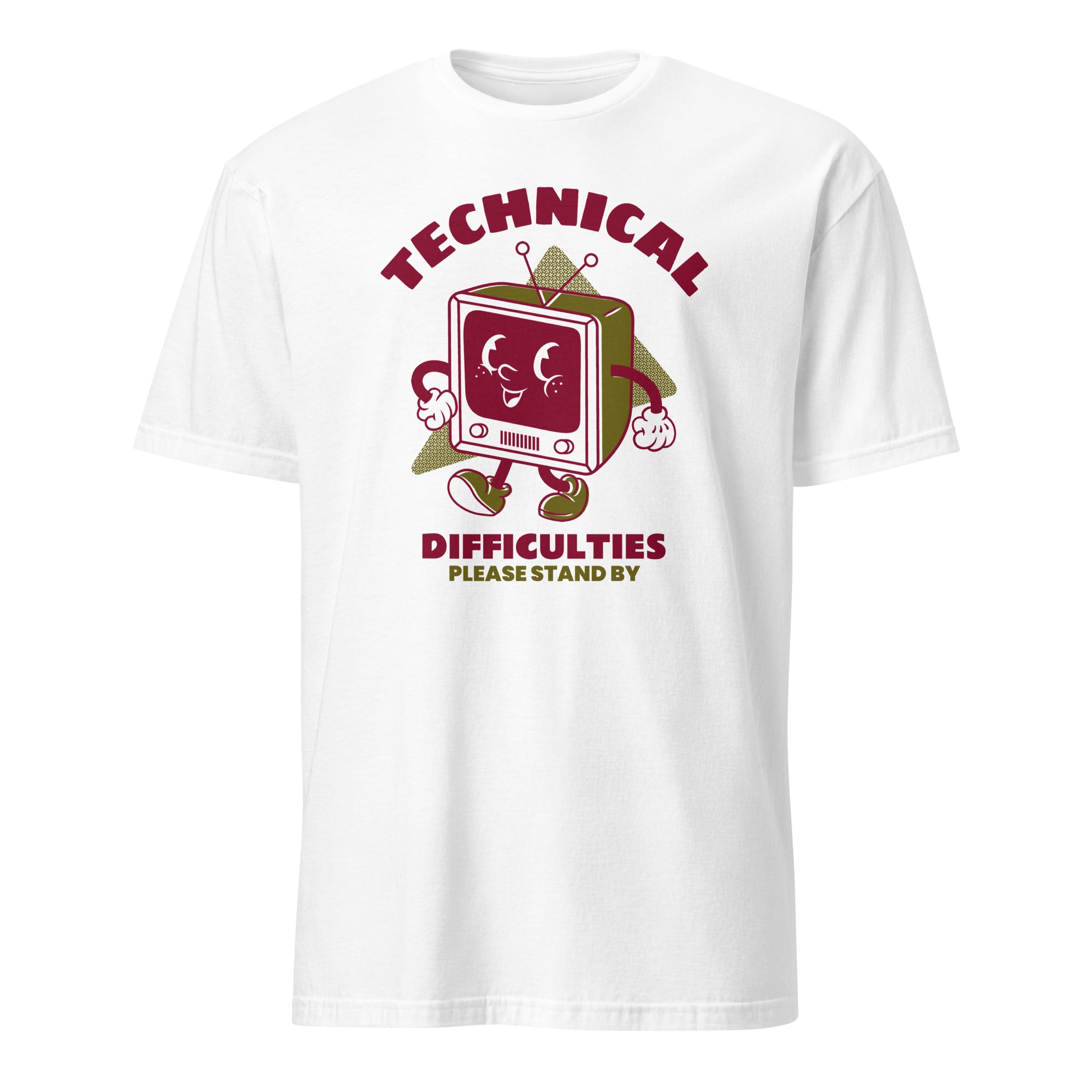 Retro TV, Technical Difficulties - Short-Sleeve Unisex T-Shirt White Unisex T-shirt Globally Fulfilled Printed Worldwide Retro Tech