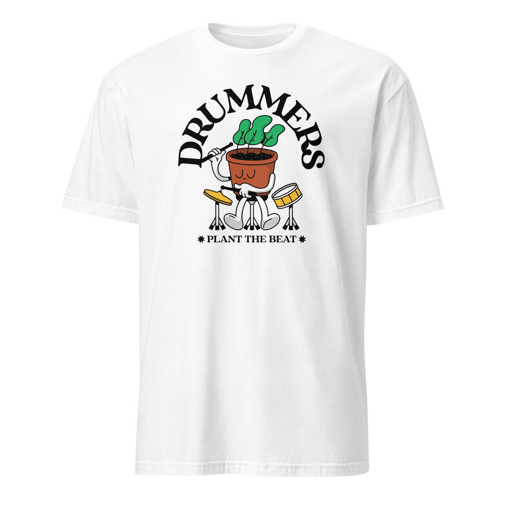 Drummers Plant The Beat - Short-Sleeve Unisex T-Shirt White Unisex T-shirt Globally Fulfilled Music Plants Printed Worldwide