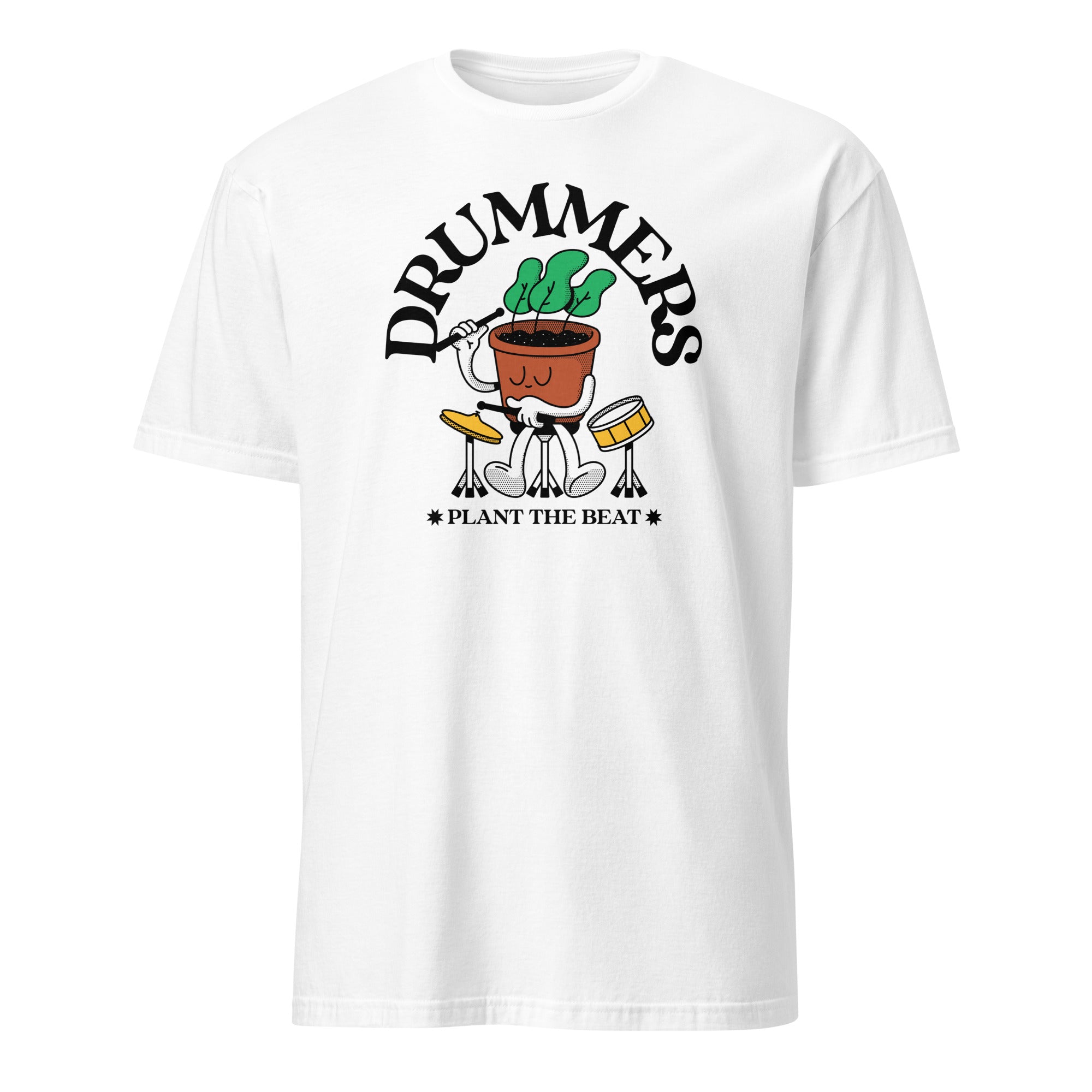 Drummers Plant The Beat - Short-Sleeve Unisex T-Shirt White Unisex T-shirt Globally Fulfilled Music Plants Printed Worldwide