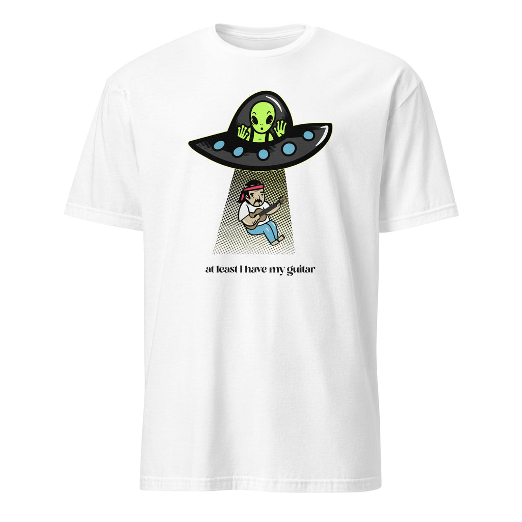 Guitarist Alien Abduction - Short-Sleeve Unisex T-Shirt White Unisex T-shirt Globally Fulfilled Music Printed Worldwide Sci Fi