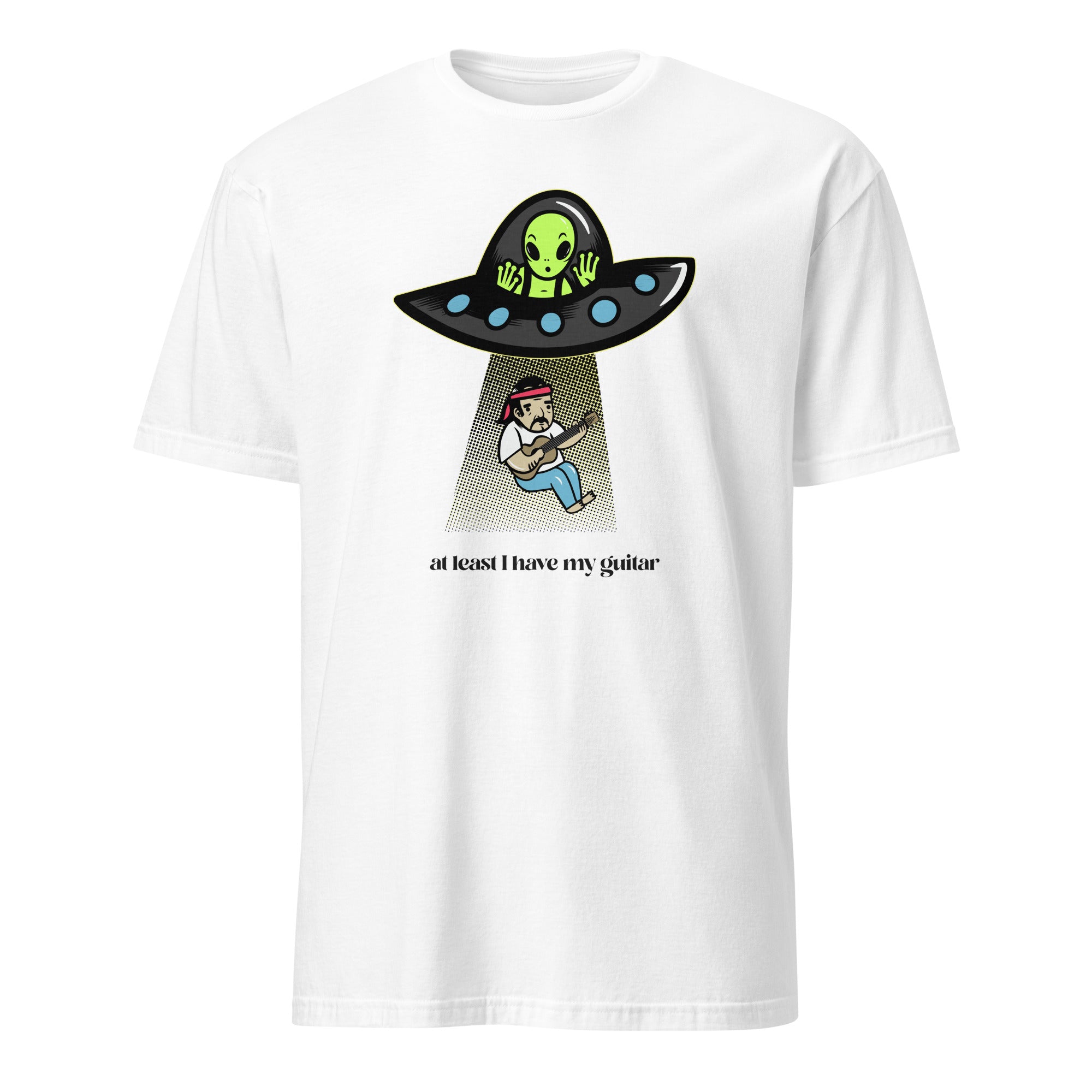 Guitarist Alien Abduction - Short-Sleeve Unisex T-Shirt White Unisex T-shirt Globally Fulfilled Music Printed Worldwide Sci Fi