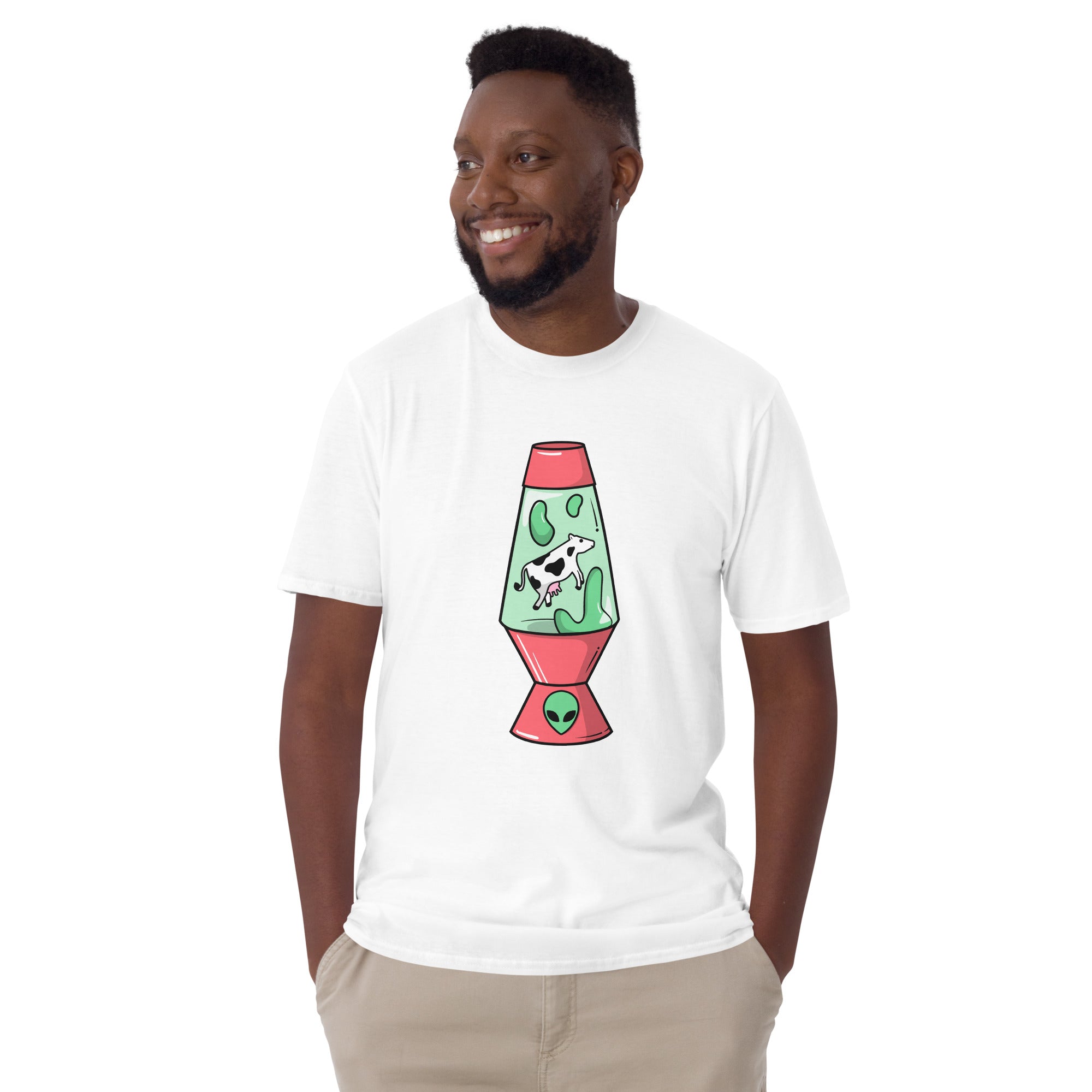 Alien Cow Lava Lamp - Short-Sleeve Unisex T-Shirt Unisex T-shirt Animal Globally Fulfilled Printed Worldwide Retro Sci Fi