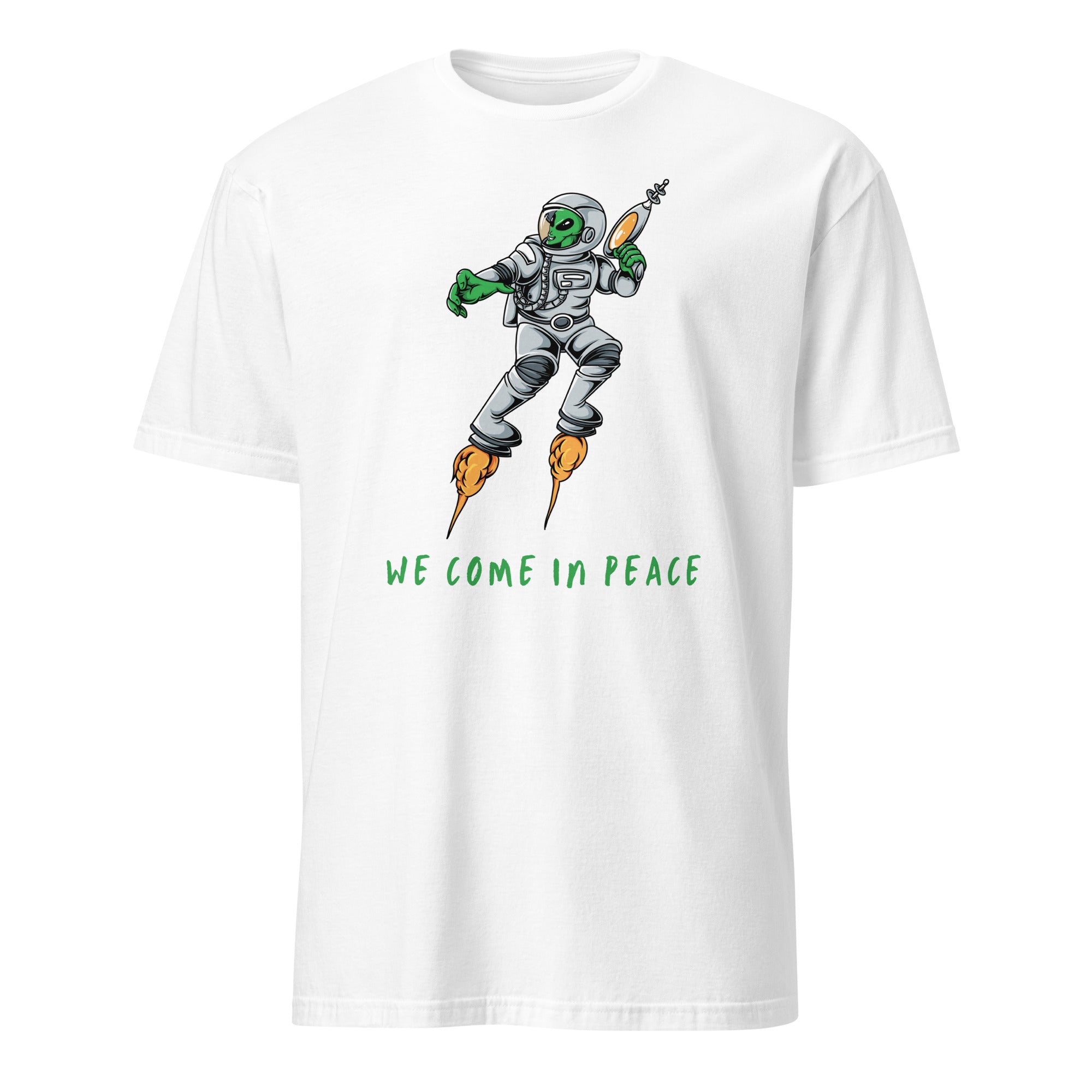 Alien, We Come In Peace - Short-Sleeve Unisex T-Shirt White Unisex T-shirt funny Globally Fulfilled Printed Worldwide sci fi
