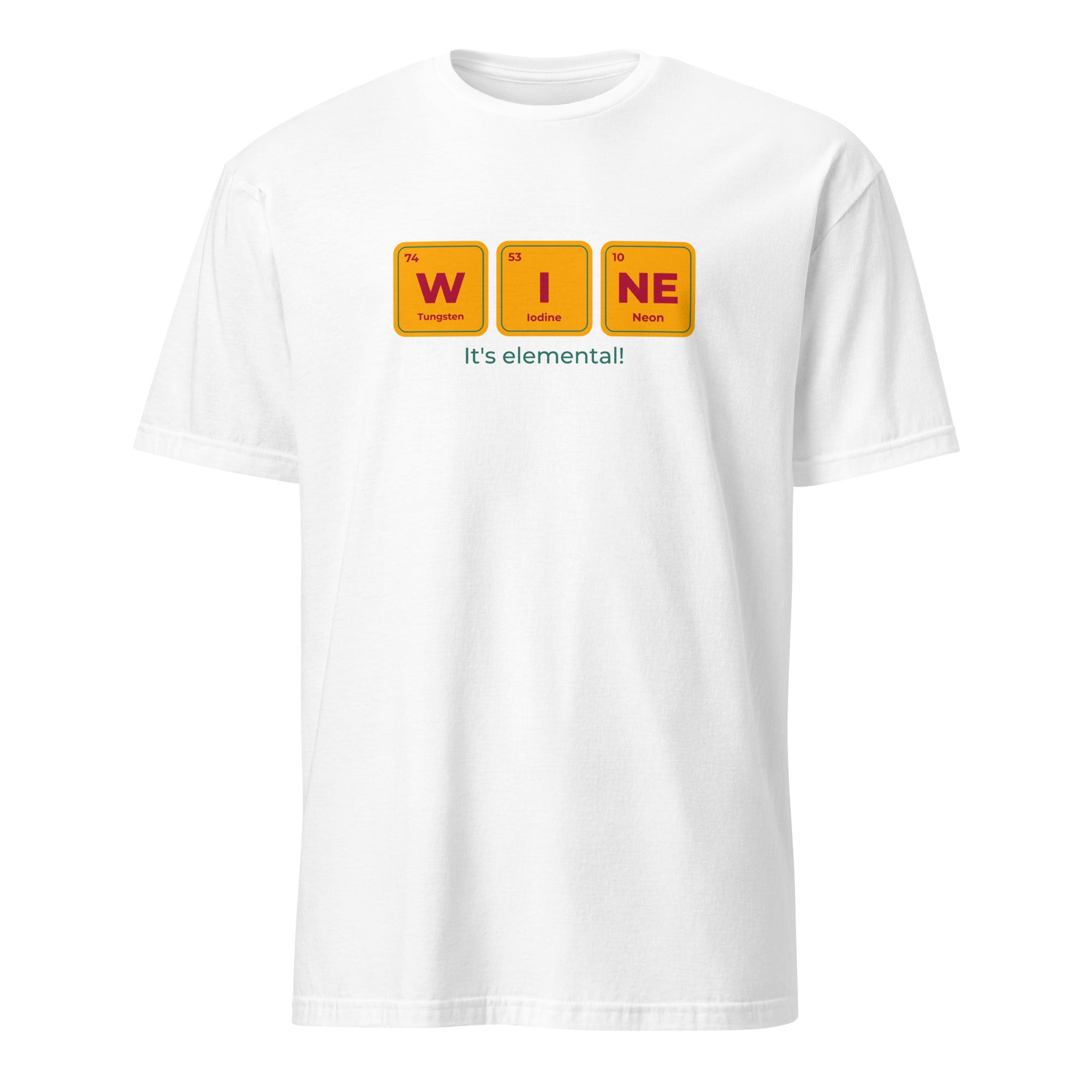 Wine, It's Elemental - Short-Sleeve Unisex T-Shirt White Unisex T-shirt funny Globally Fulfilled Printed Worldwide science