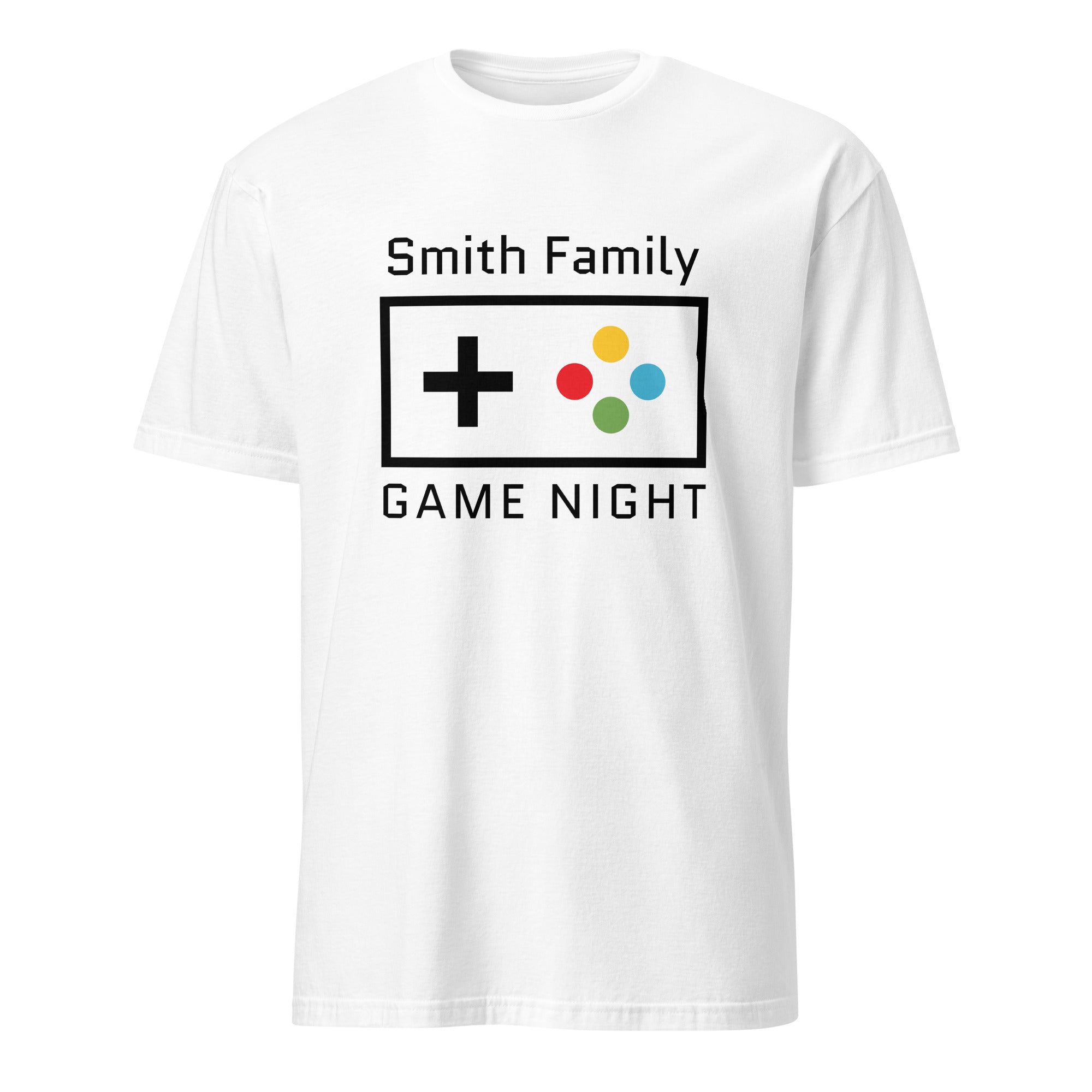 Personalised - Family Game Night - Short-Sleeve Unisex T-Shirt White Personalised T-shirt Customise Games Globally Fulfilled Personalise