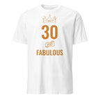 Personalised - Birthday And Fabulous, Change Age - Short-Sleeve Unisex T-Shirt White Personalised T-shirt Customise Globally Fulfilled Personalise